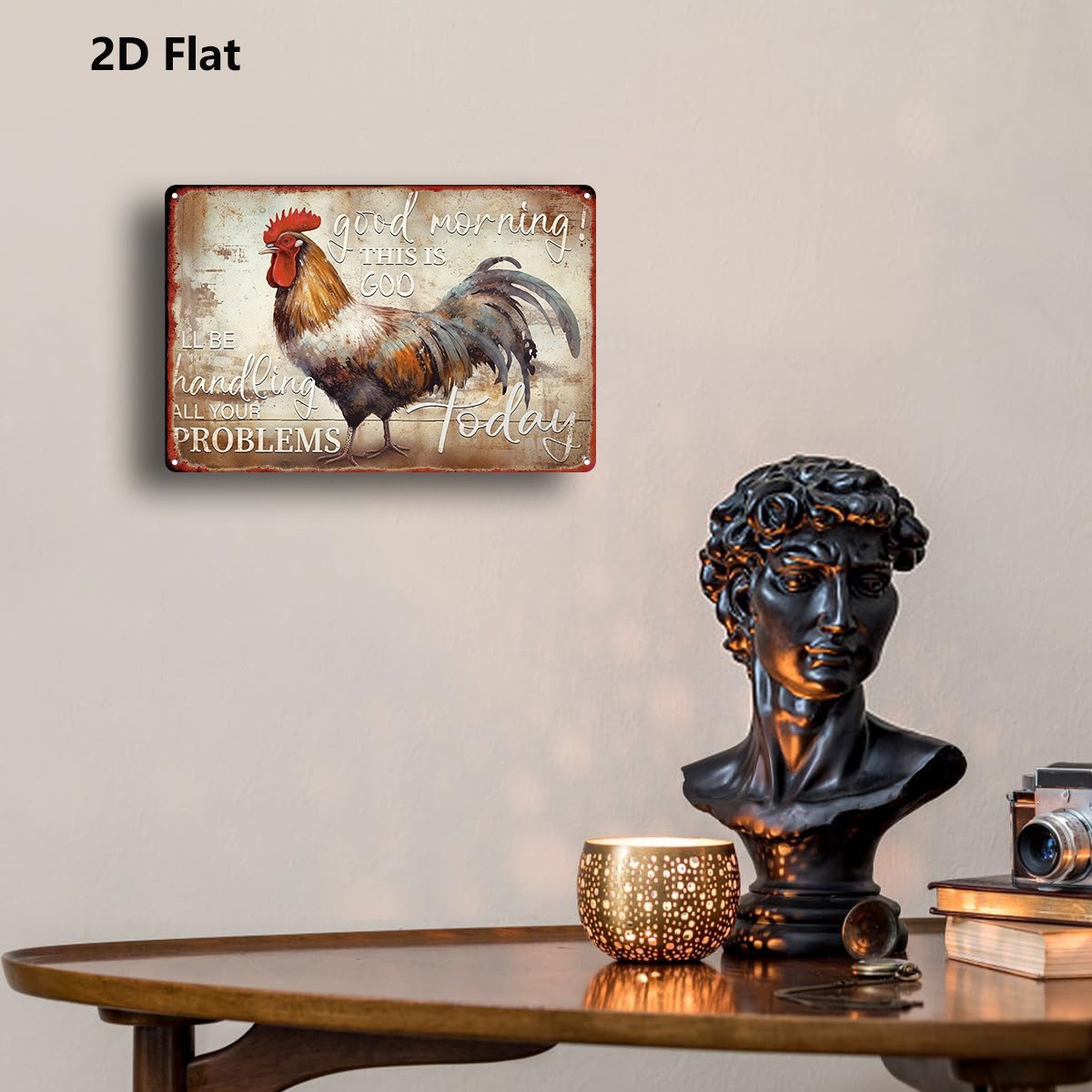 Metal Rooster Sign 20.32*30.48 cm Wall Decor