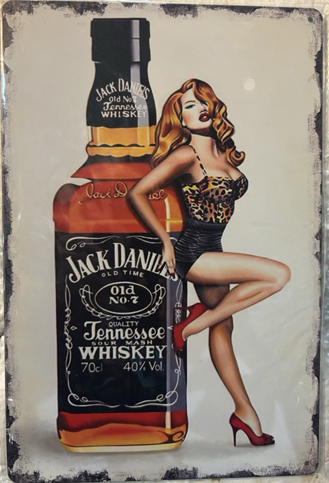 TIN SIGN 8×12 Jack Daniels Whiskey Sexy Girl Redhead Tennessee Bourbon DD21