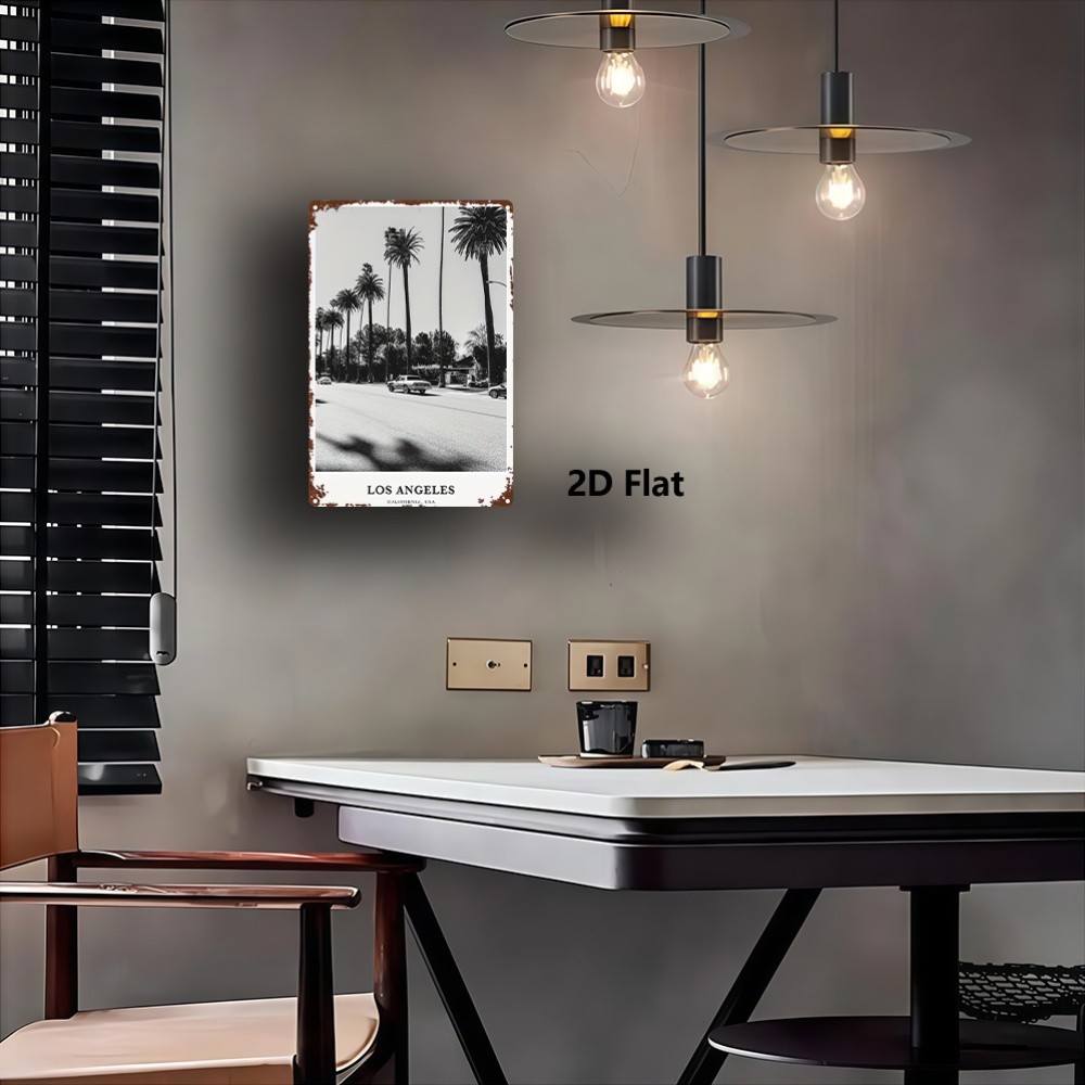 Los Angeles Palm Trees Sign Black White 20.32×30.48 cm