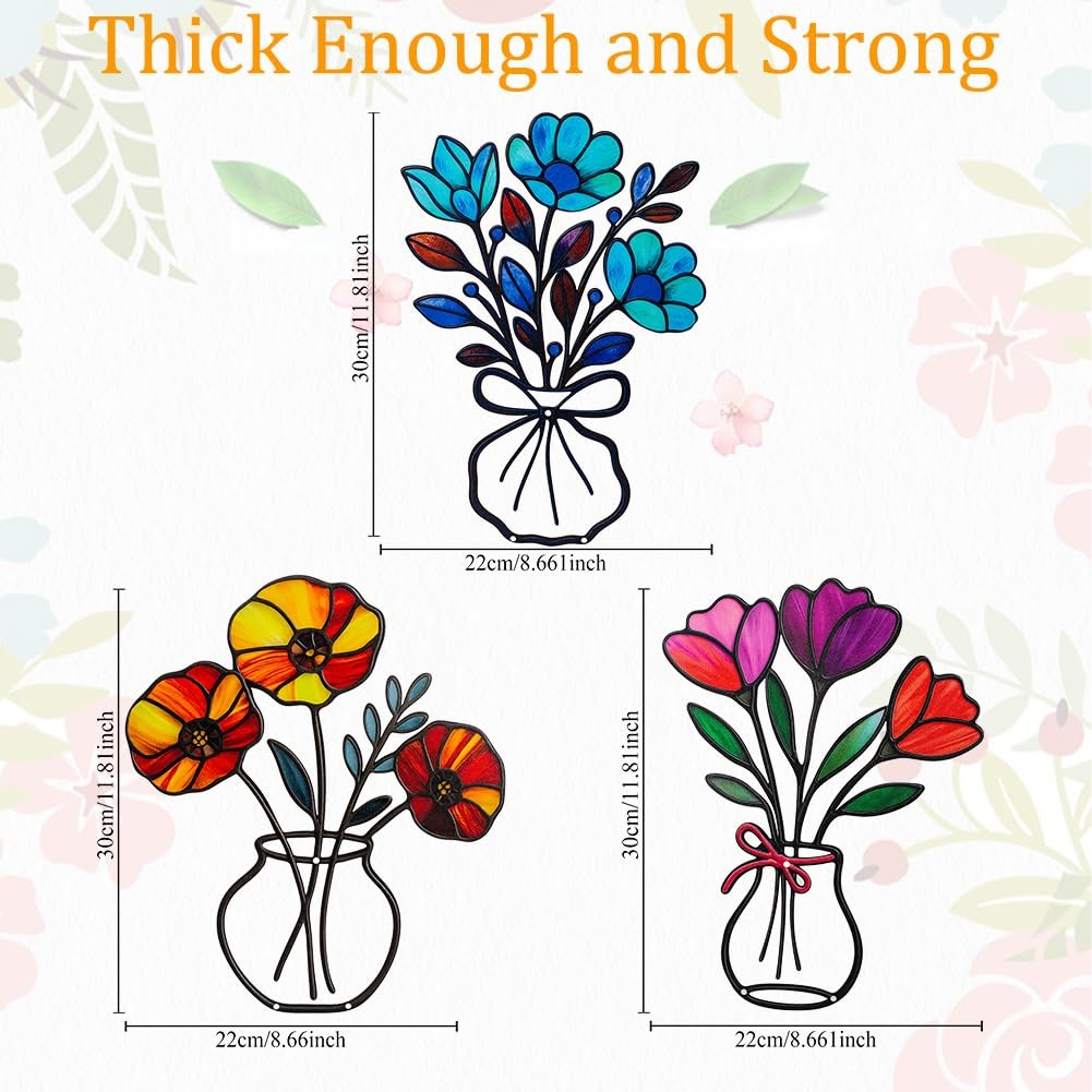 3Pc Metal Flower Wall Decor | 3D Colorful Outdoor Art for Garden & Patio