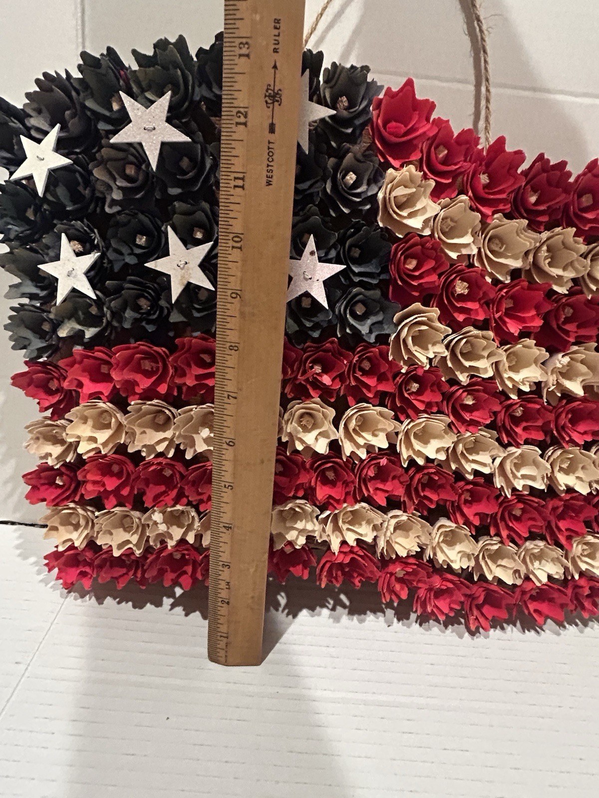 American Flag Floral Woodchip Wall Hanging Decor