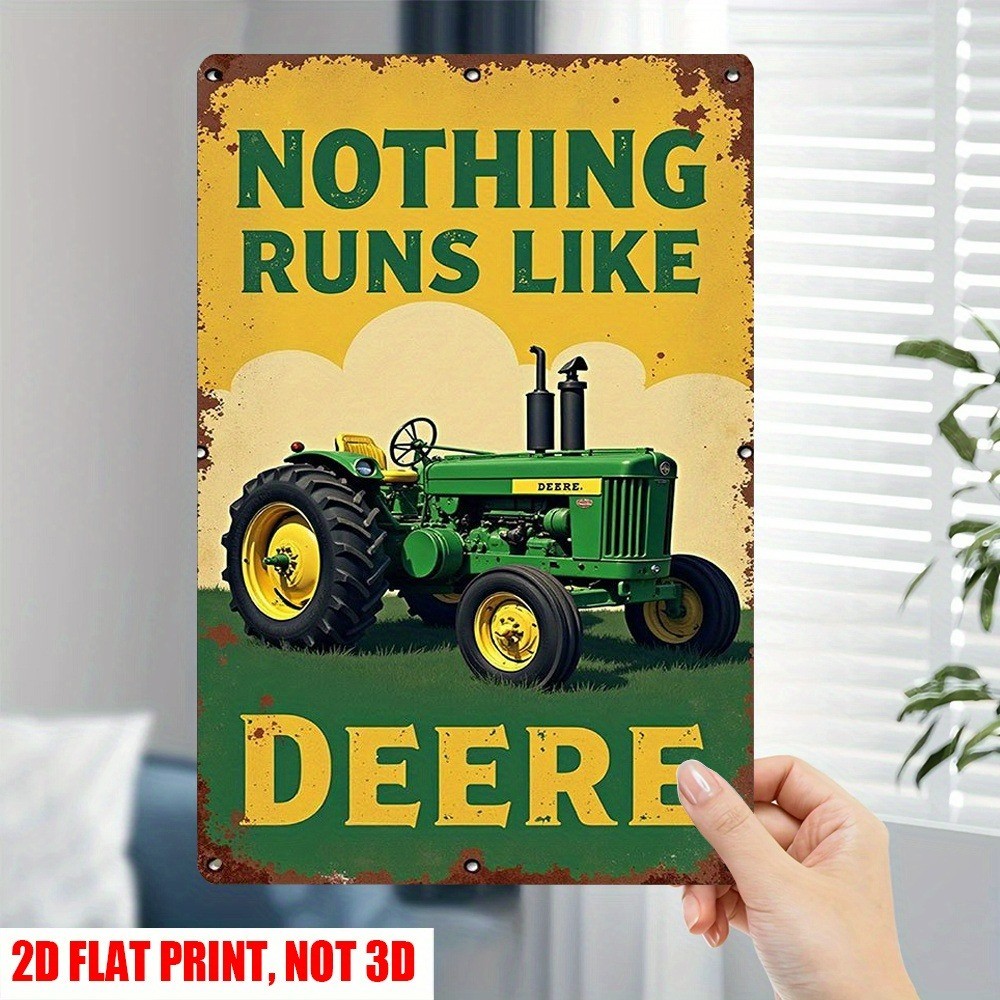 Tin Sign Vintage John Deere Tractor Sign Farmhouse Porch Barn Wall Decor Rustic