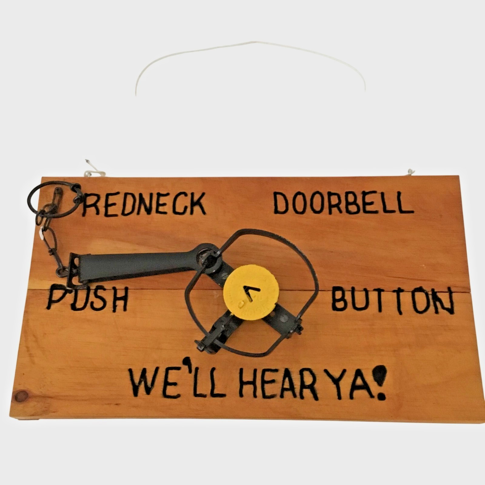 Redneck Doorbell Carved Wood Novelty Sign Gift Decor Funny Signs Plaques Door