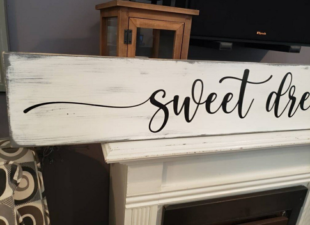 Sweet Dreams Sign Bedroom Sign Horizontal Wood Farmhouse Wall Hanging Sign
