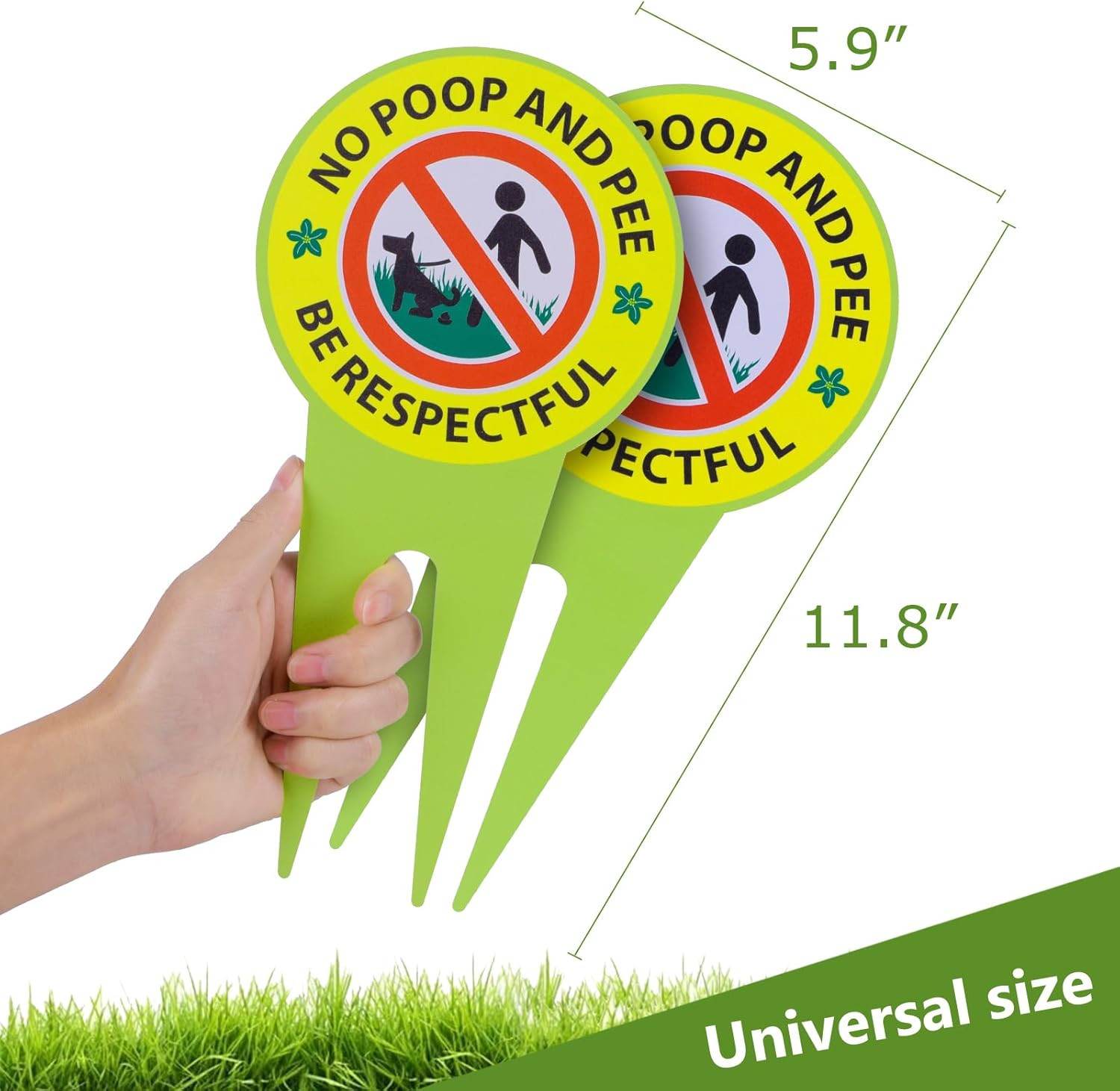 No Dog Poop Sign 2 Pack, Double Sided – Be Respectful/No Poop and Pee, Protect Y