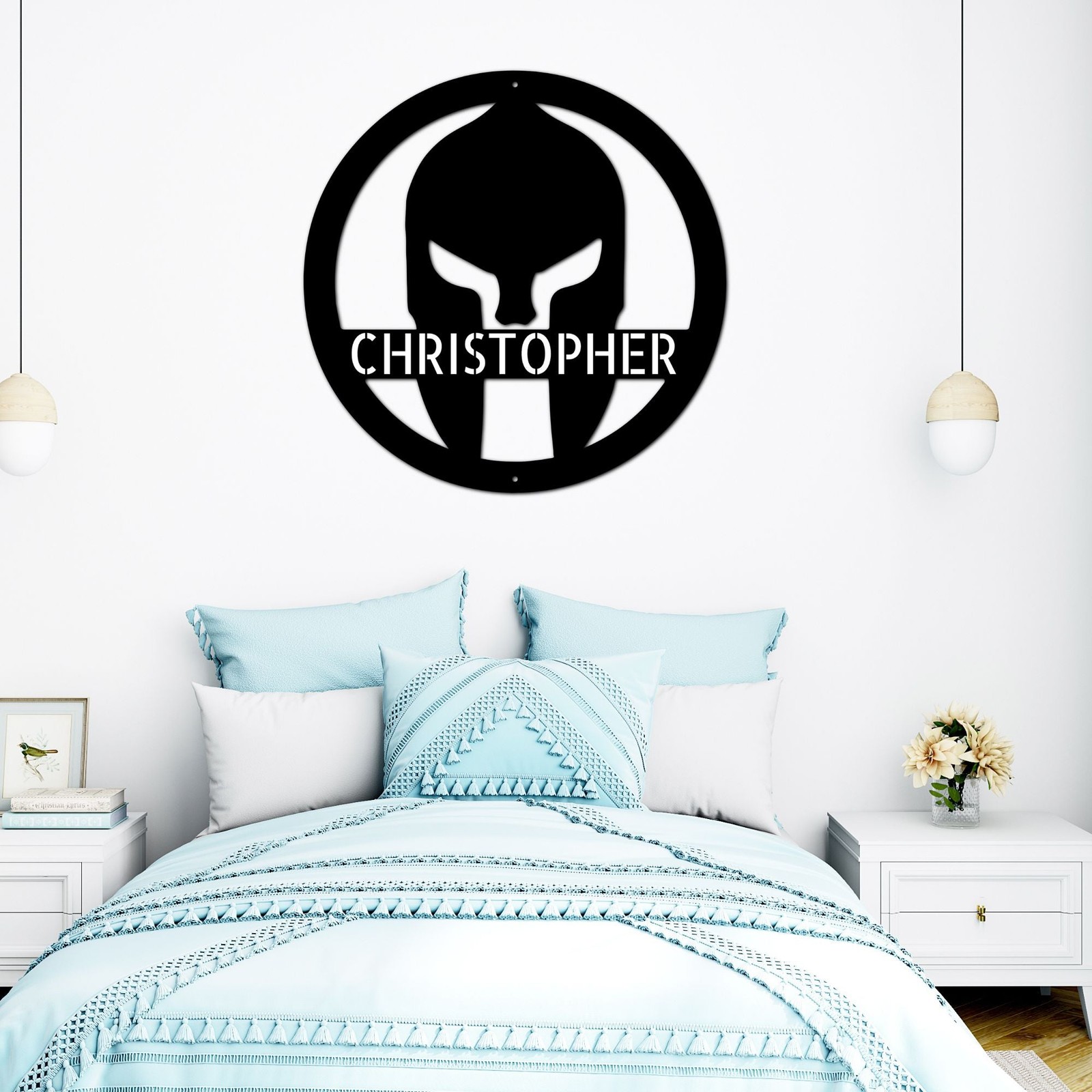 Personalized Spartan Helmet Metal Sign Custom Decor Gift for Home or Office