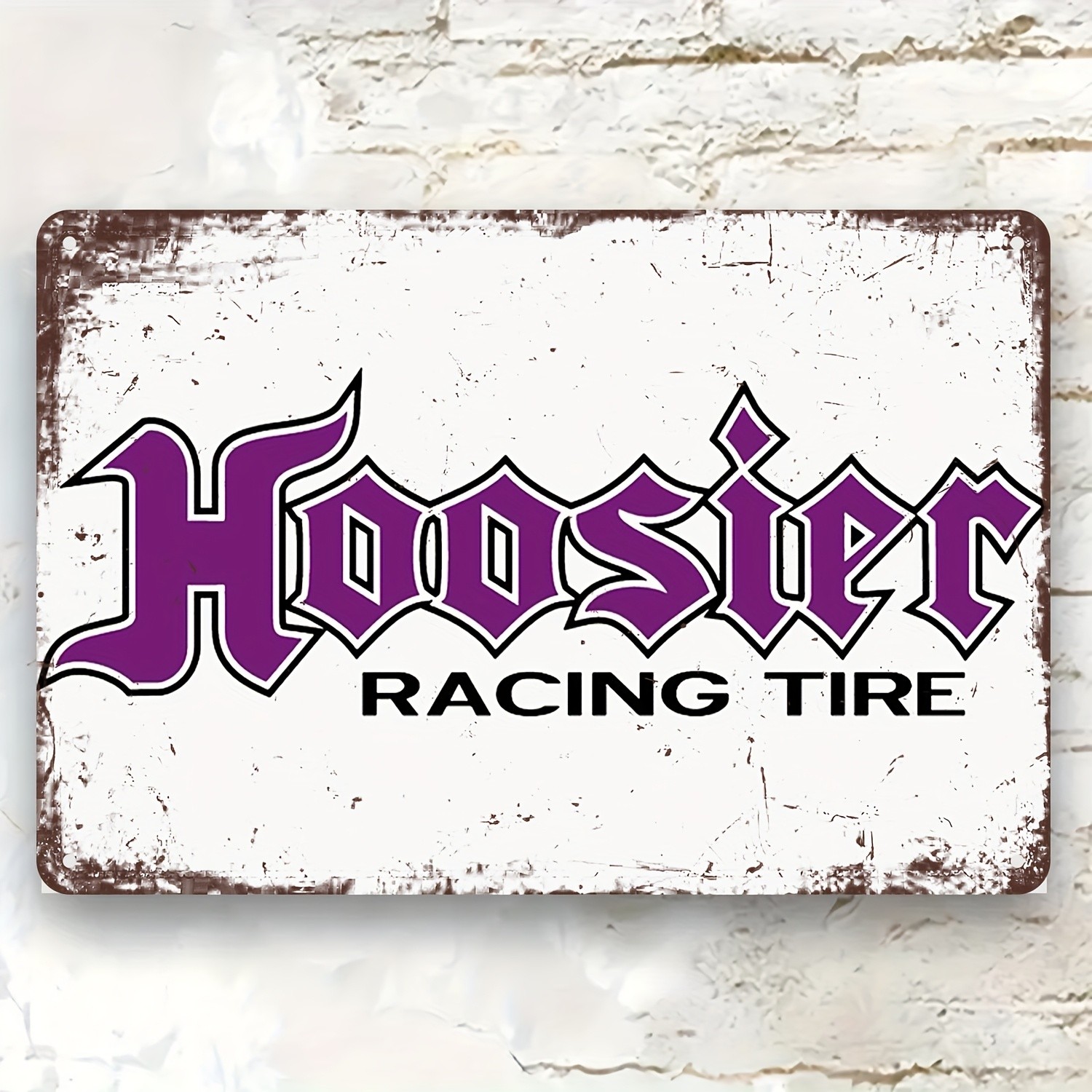 Metal Sign Vintage Hoosier Racing Tire Logo Metal Plate Garage Man Cave Decor