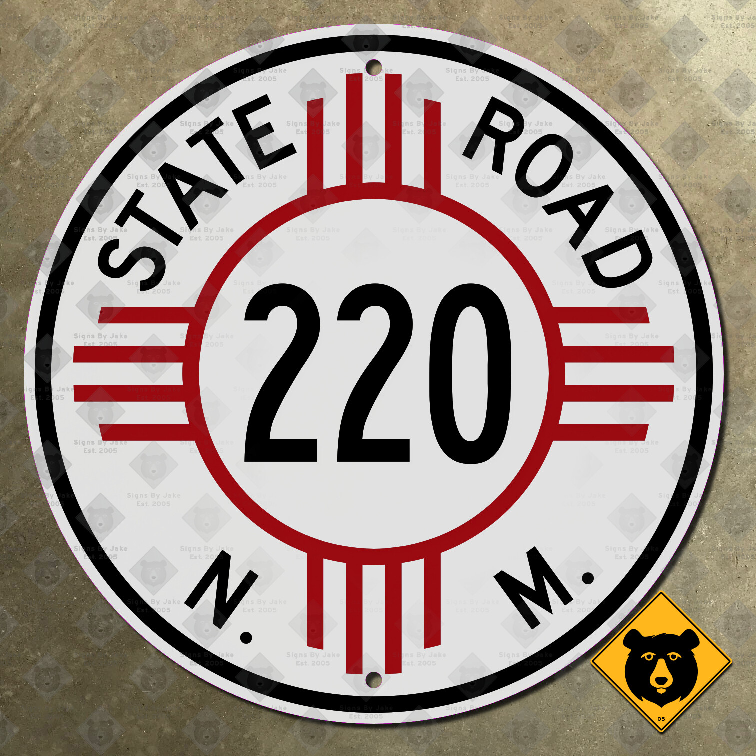 New Mexico zia state route 220 highway marker 1949 road sign Alto Capitan 16×16