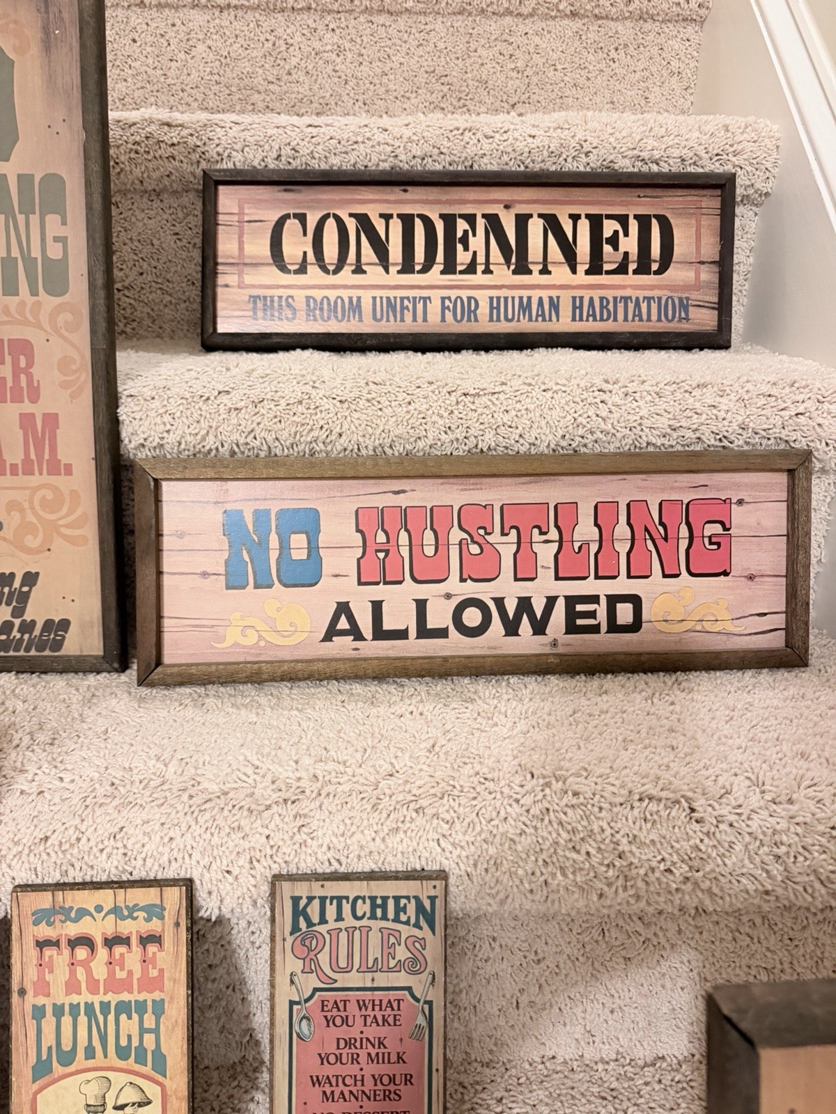 Huge Lot of Americana Vintage Wall Plaques Wood Western Humor Hanging Signs