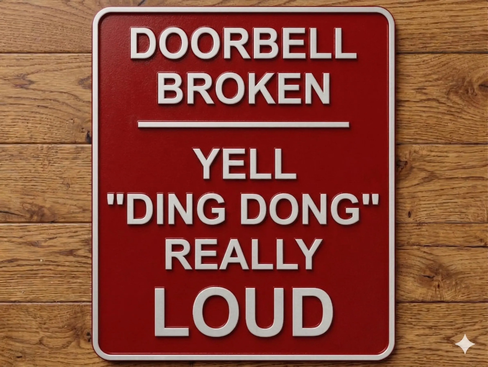 Door Bell Broken Yell “Ding Dong” Really Loud Funny Front Door Sign!