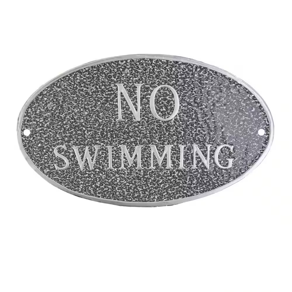 6 In. X 10 In. Small Oval No Swimming Statement Plaque Sign – Swedish Iron
