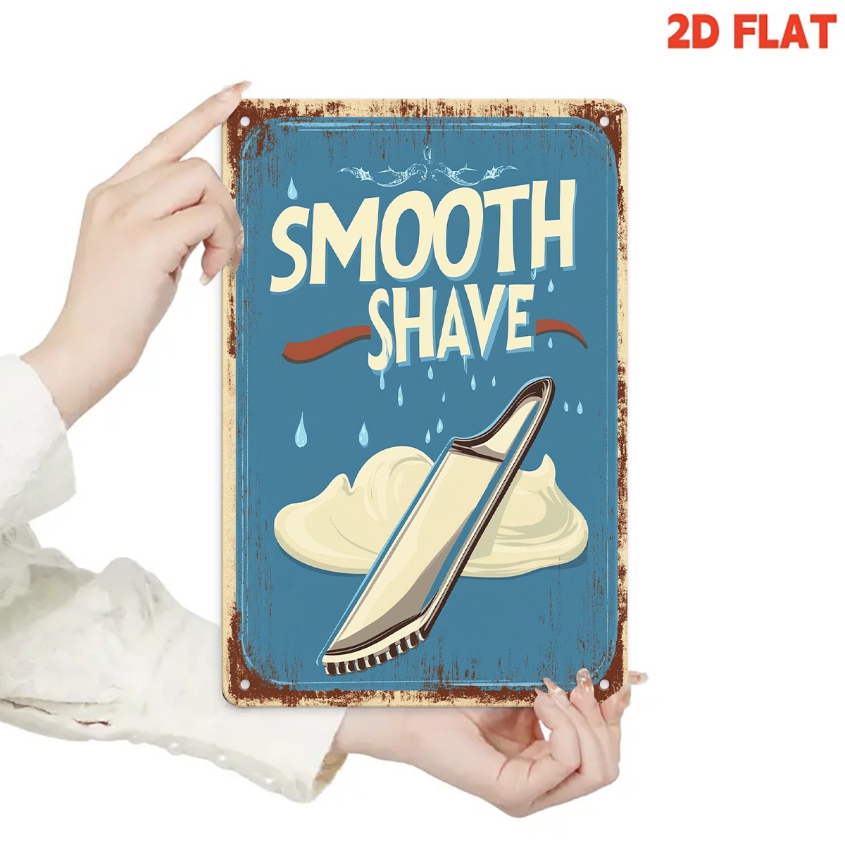 Retro Smooth Shave Graphic Metal Sign Men Bathroom Groom Wall Art Decor