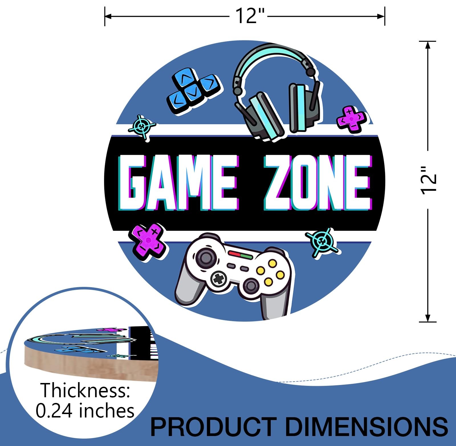 Game Zone Front Door Sign, Video Gaming Controller Wood Door Hanger Game Room…