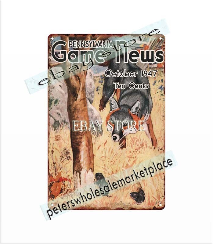 1947 Pennsylvania game hunting wildlife Eastern Wild Turkey metal tin sign