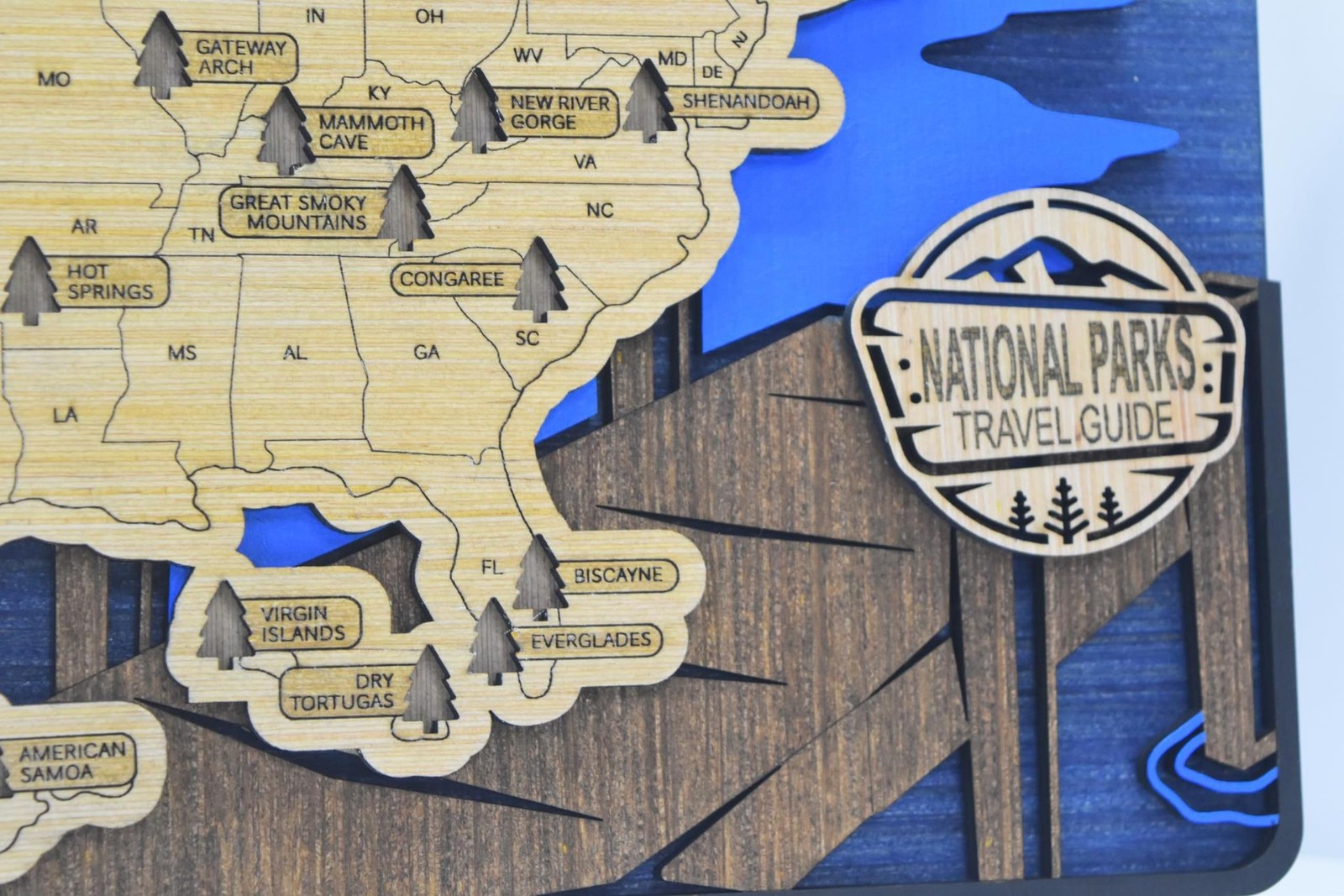 Handmade National Parks Wooden Travel Map
