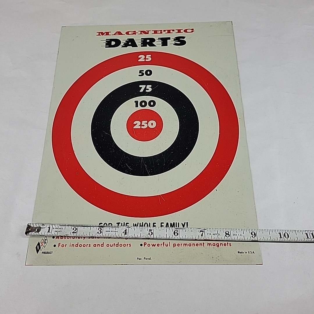 Vintage 1950’s Metal Magnetic Darts Bullseye Toy Game Board Only * Mancave