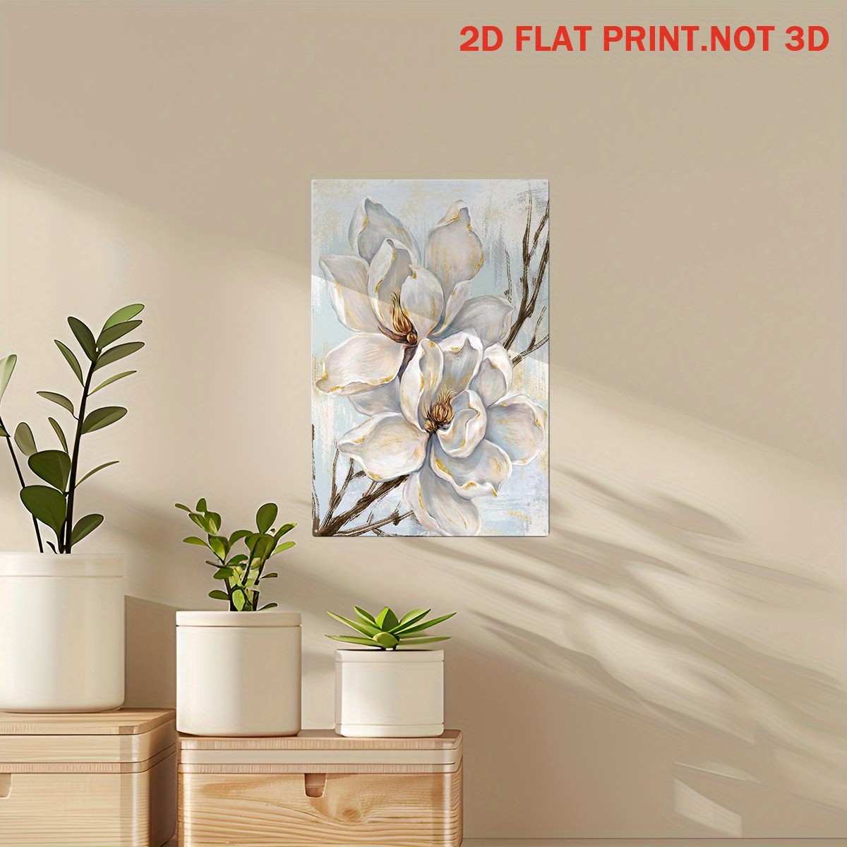 White Magnolia Floral Vintage Metal Sign Elegant Farmhouse Wall Decoration Gift