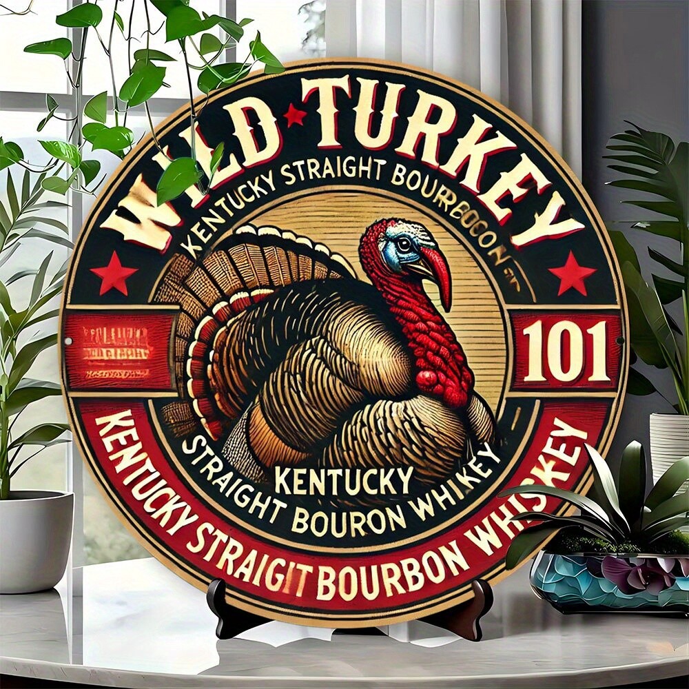 Wild Turkey Kentucky Straight Bourbon Tin Metal Signs, 8-Inch Durable Aluminum R