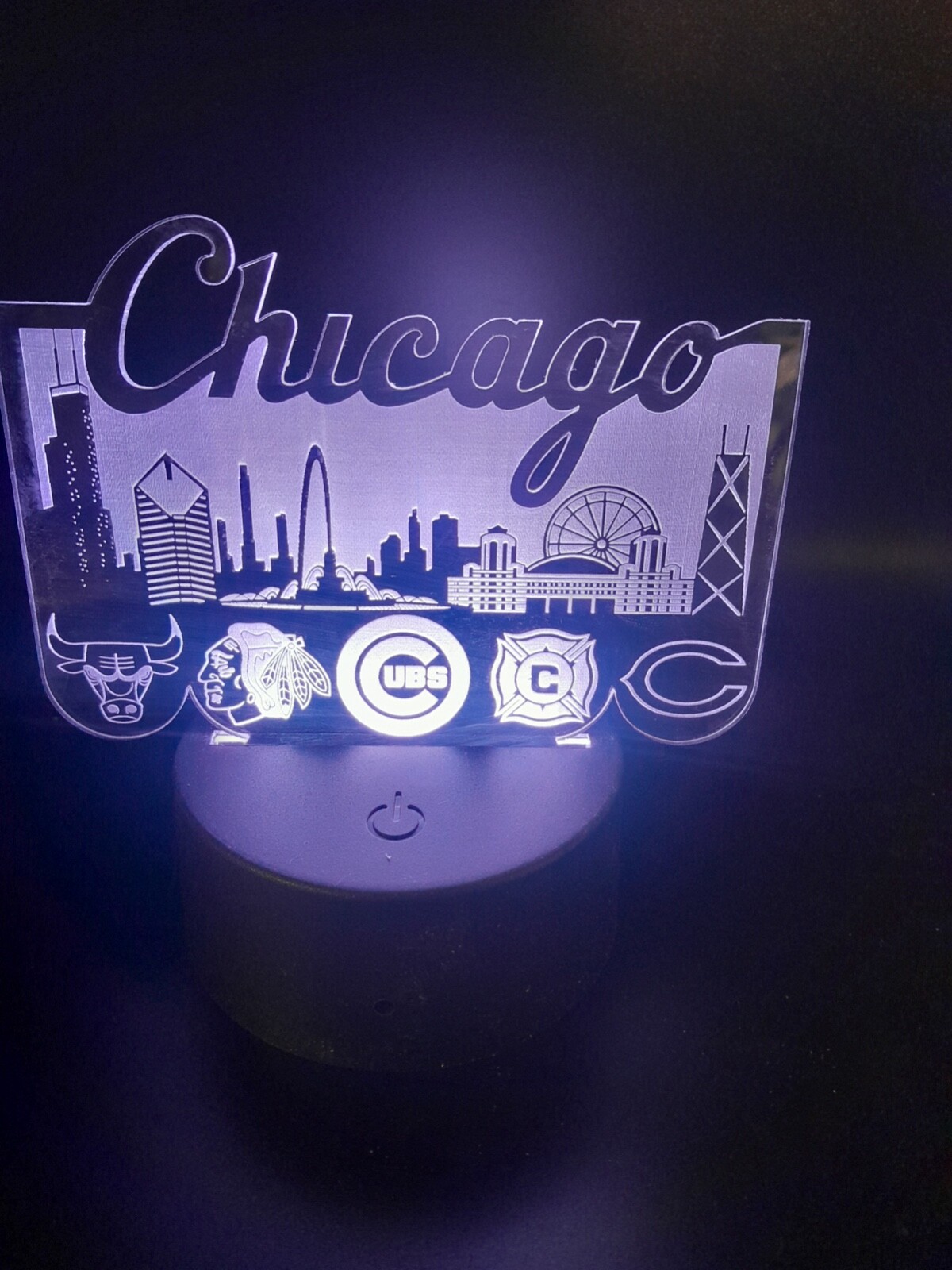 Edge Lit Tabletop Sign, Multi-Colored LED, Chicago Sports Teams, Night Light