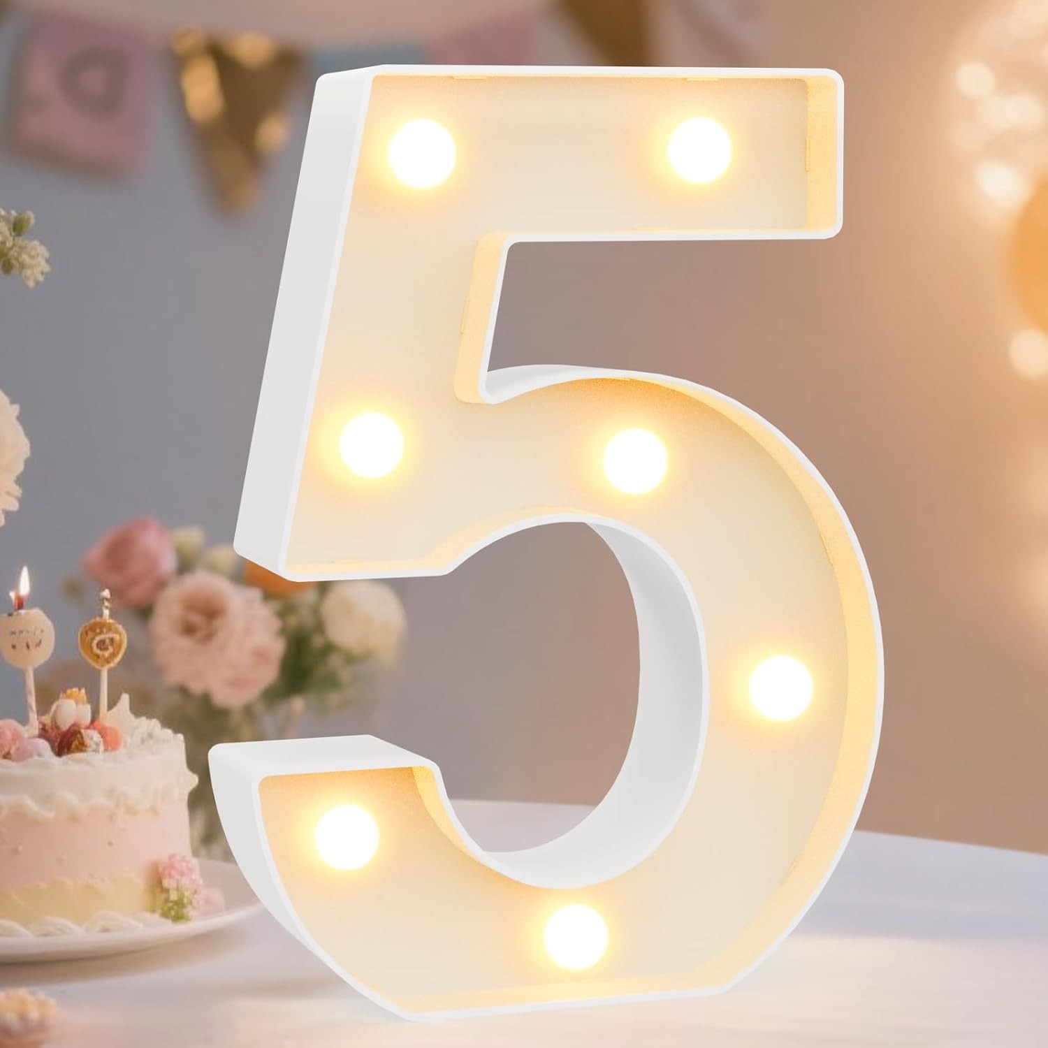 Decorative Led Light up Number Letters, White Plastic Marquee Number Lights Sign