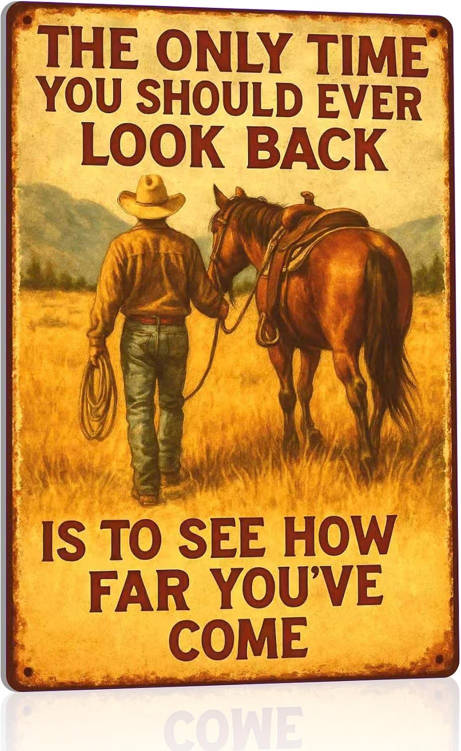 Vintage Cowgirl Metal Tin Sign 8×12 Western Horse Farmhouse Wall Decor Gift