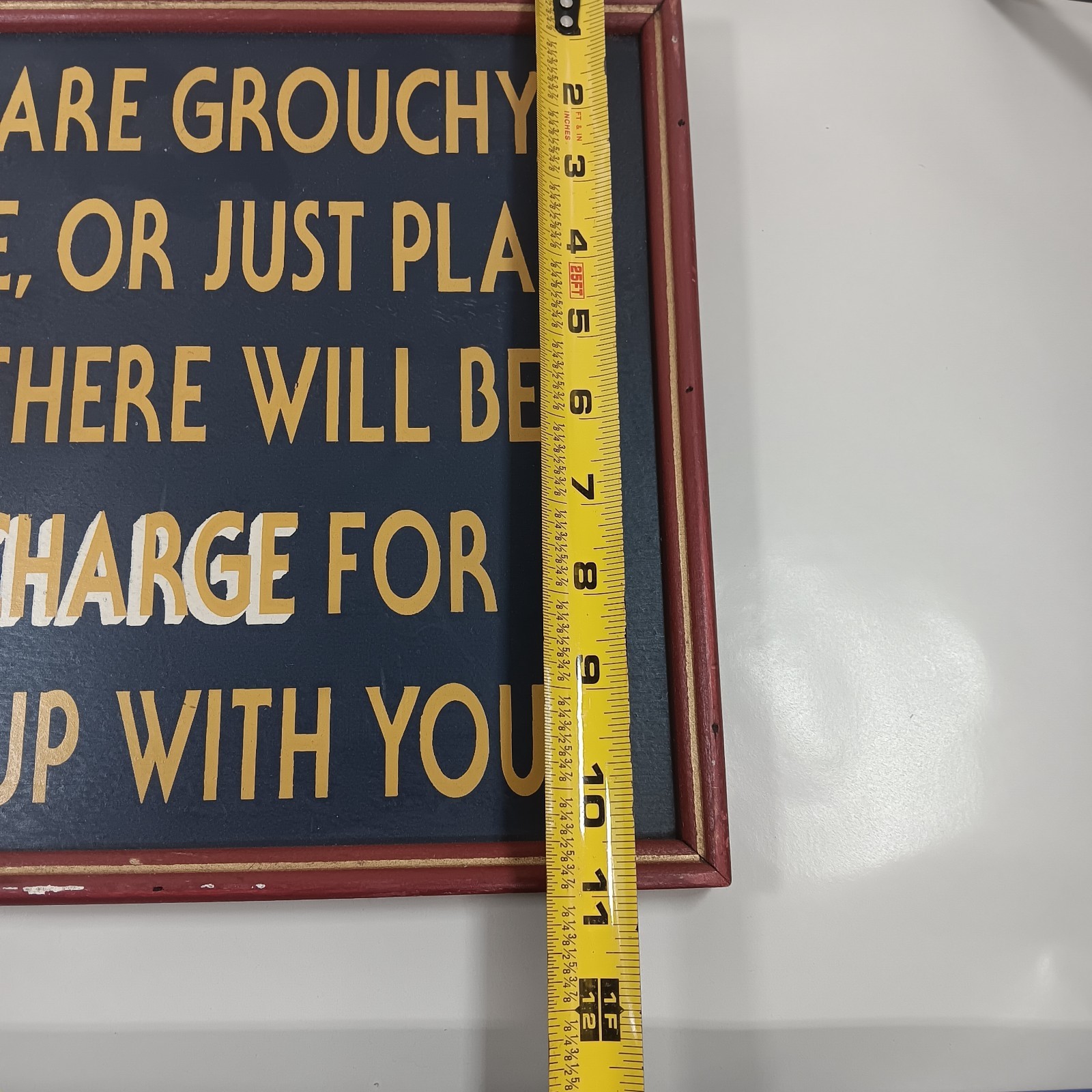 Funny Wall Sign, Large Vintage Wood Plaque, Grouchy Surcharge, Bar, Business