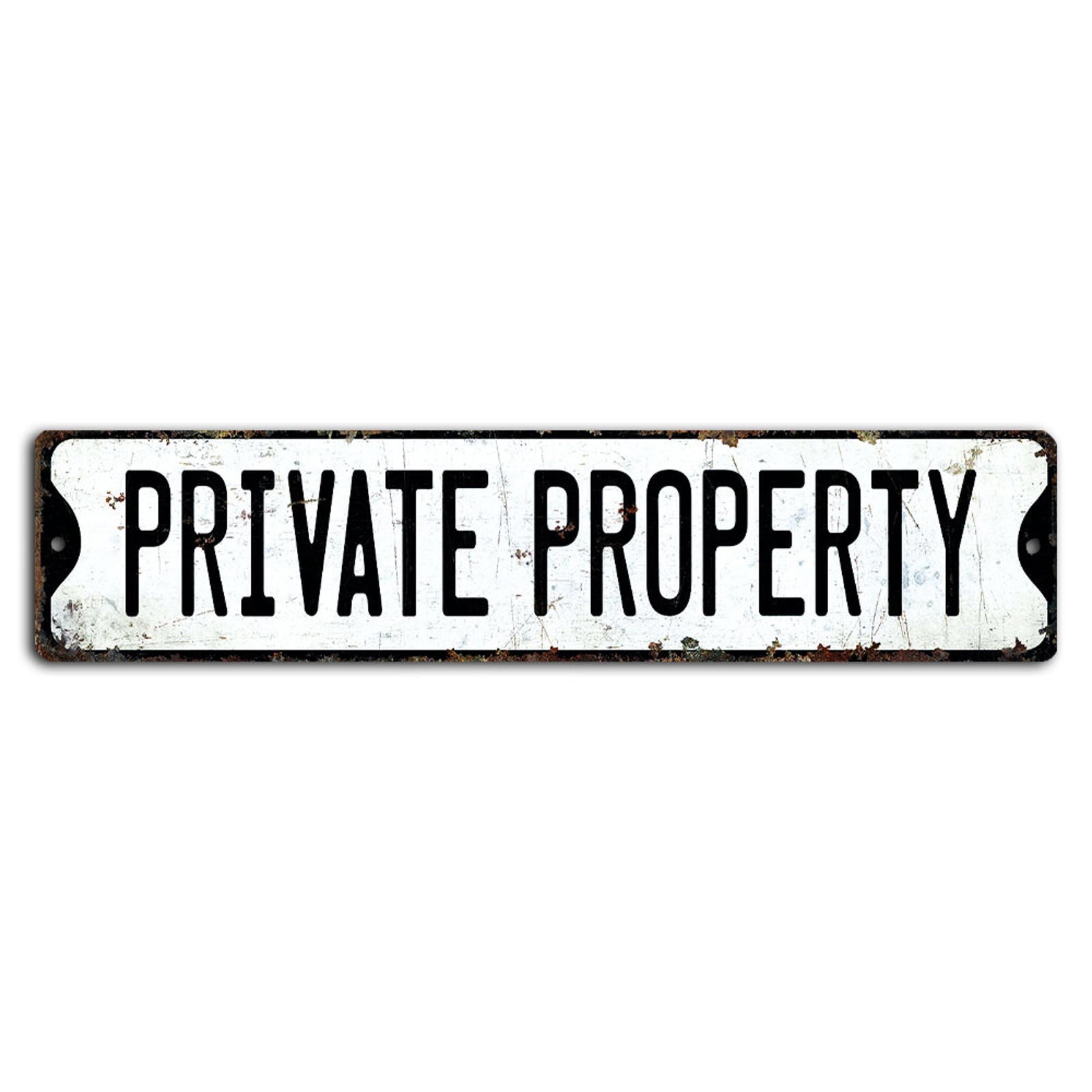 Private Property White Rustic Street Sign for Home or Business 18×4