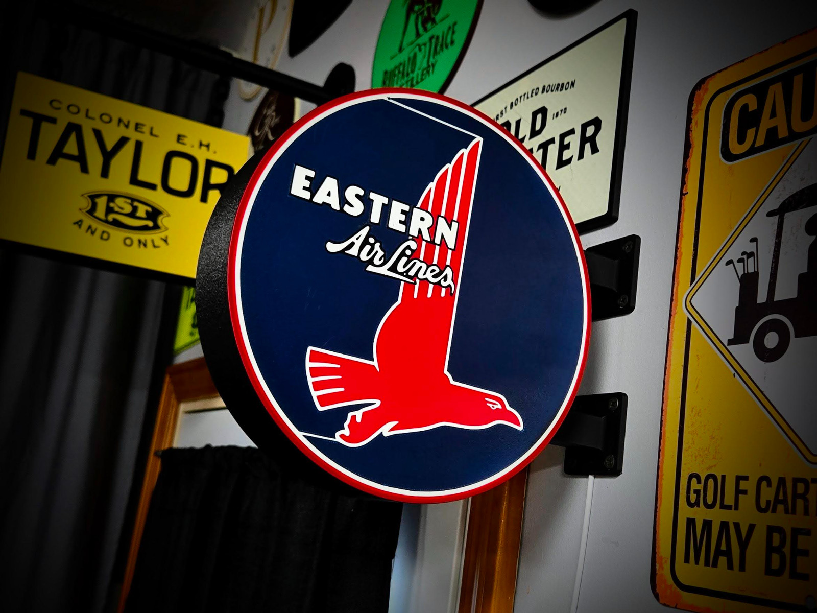 Eastern Airlines LED Lightbox Sign 3D Printed Round Wall Mount Man Cave