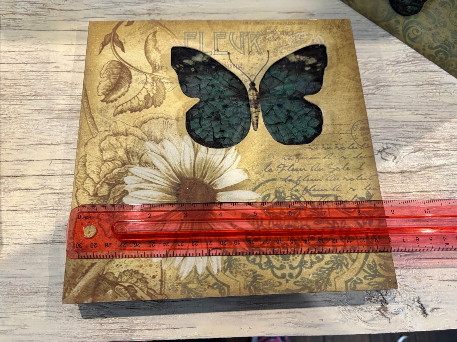 Butterfly Wall Decor Art Set 5 Square Plaques Nature Theme Home Decoration