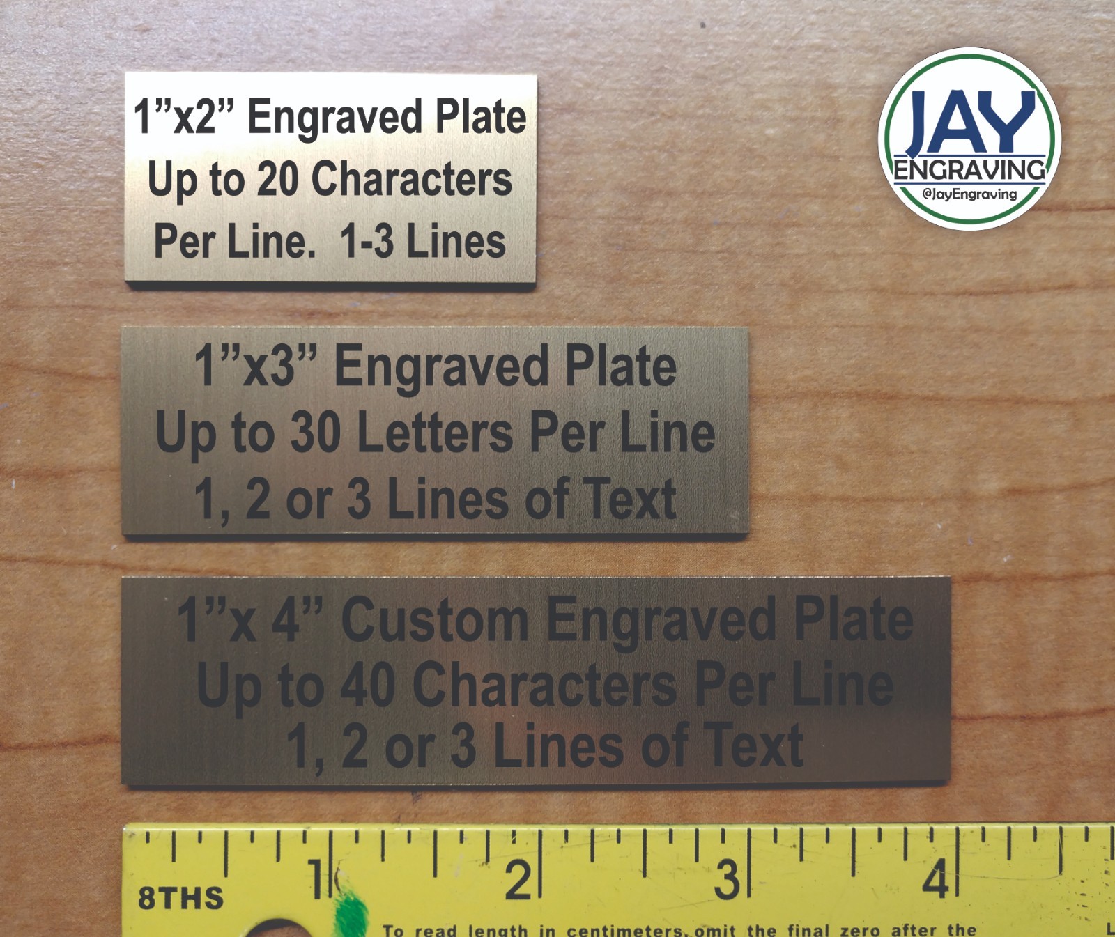 Any Size Custom Engraved Brushed Gold Plate Plaque Sign Tag Label & Adhesive