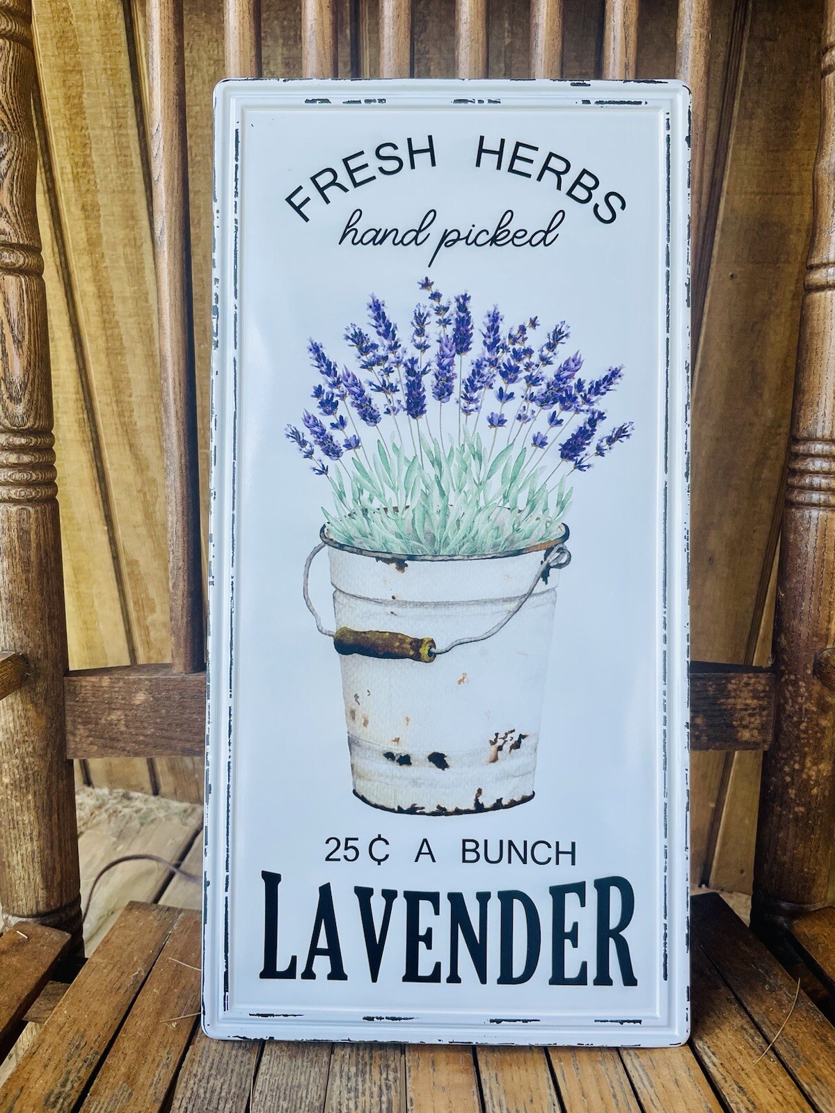 Hand Picked Lavender Metal Sign NEW 20”x10”