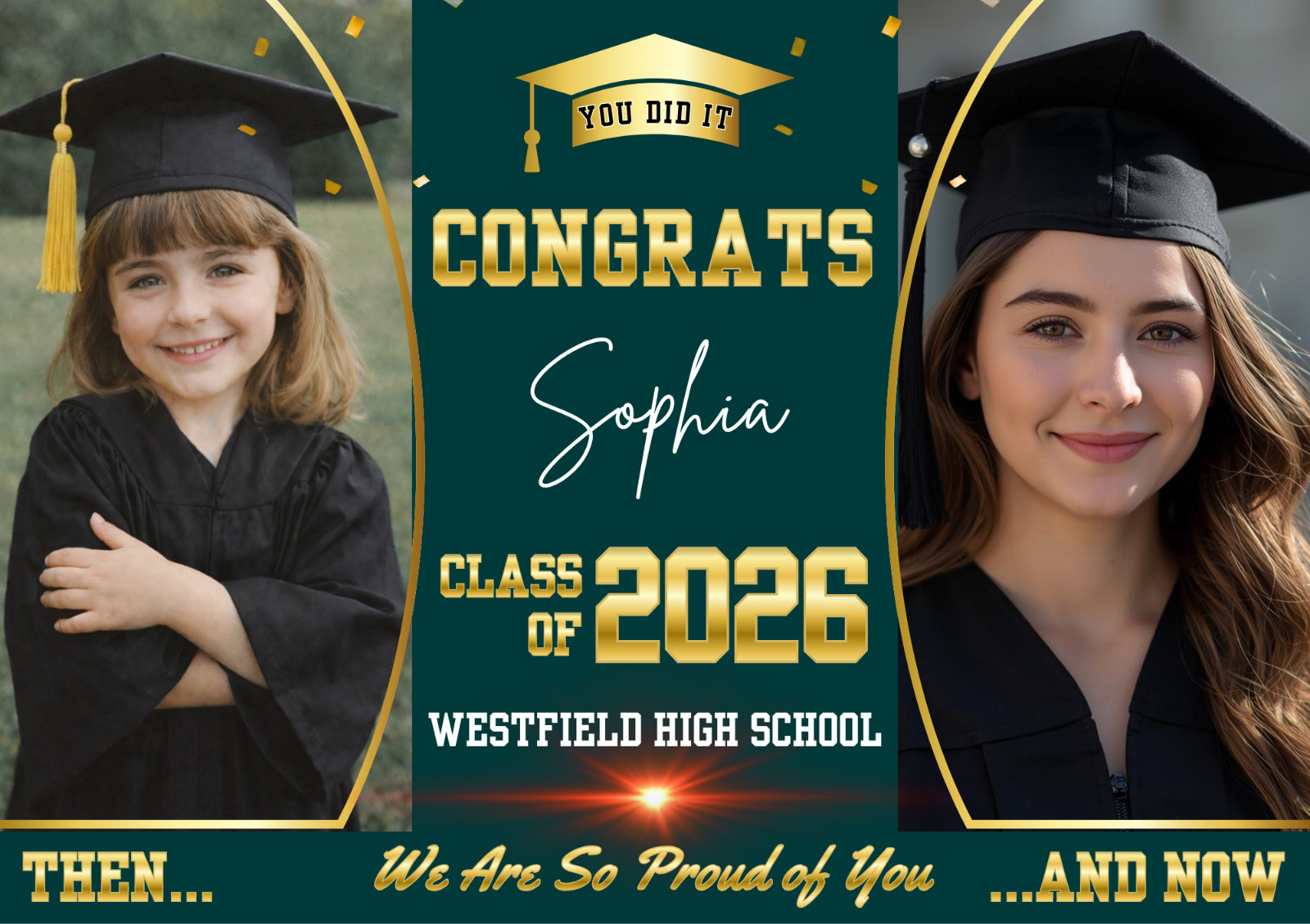 Personalized Graduation Yard Sign Class of 2026 Custom Photo Lawn Sign