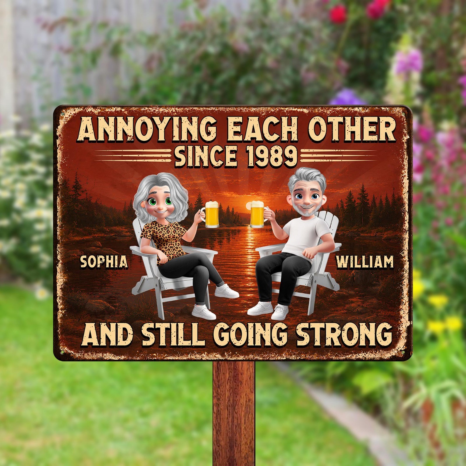 Personalized Funny Couple Metal Garden Sign Anniversary Gift