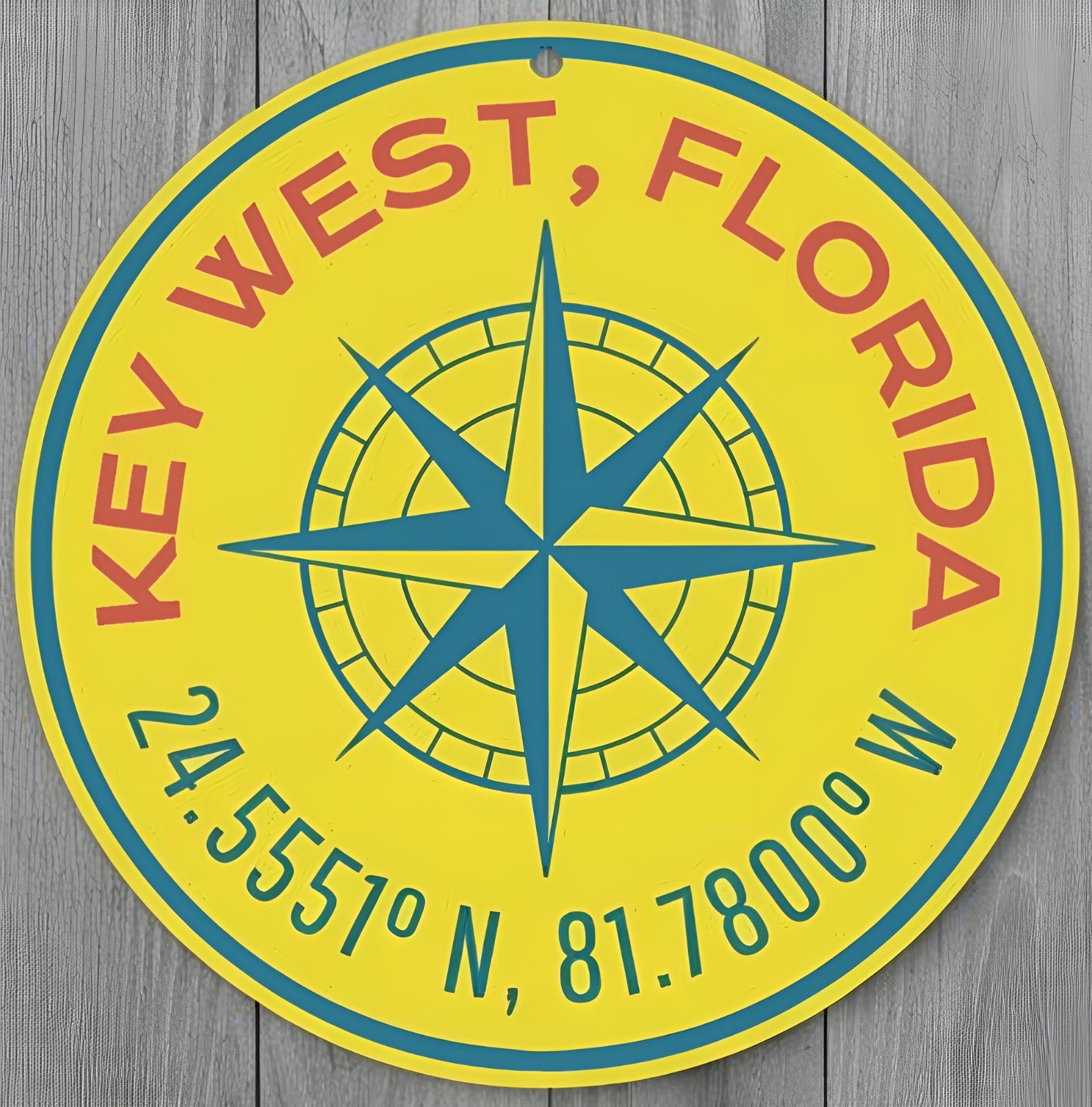 Key West Florida 12″ Diameter Novelty Metal Sign Made In USA