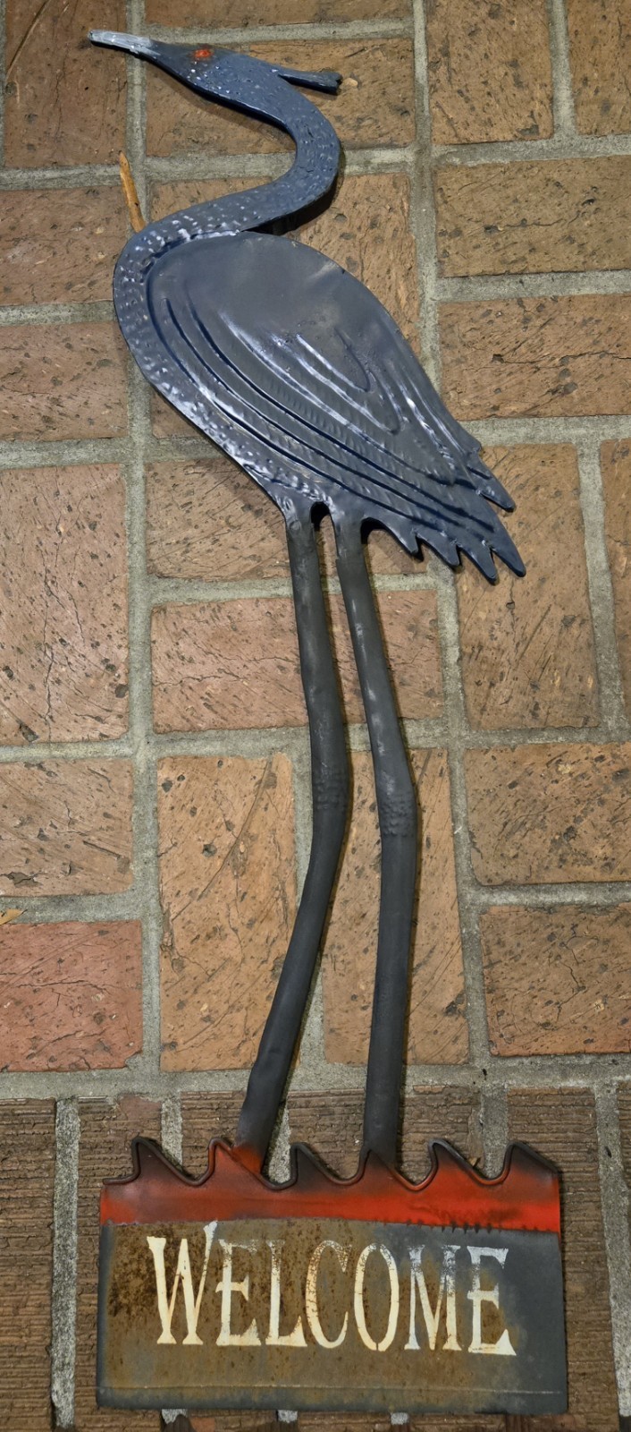 Vintage Welcome Metal Bird Wall Hanging Sign Black Red