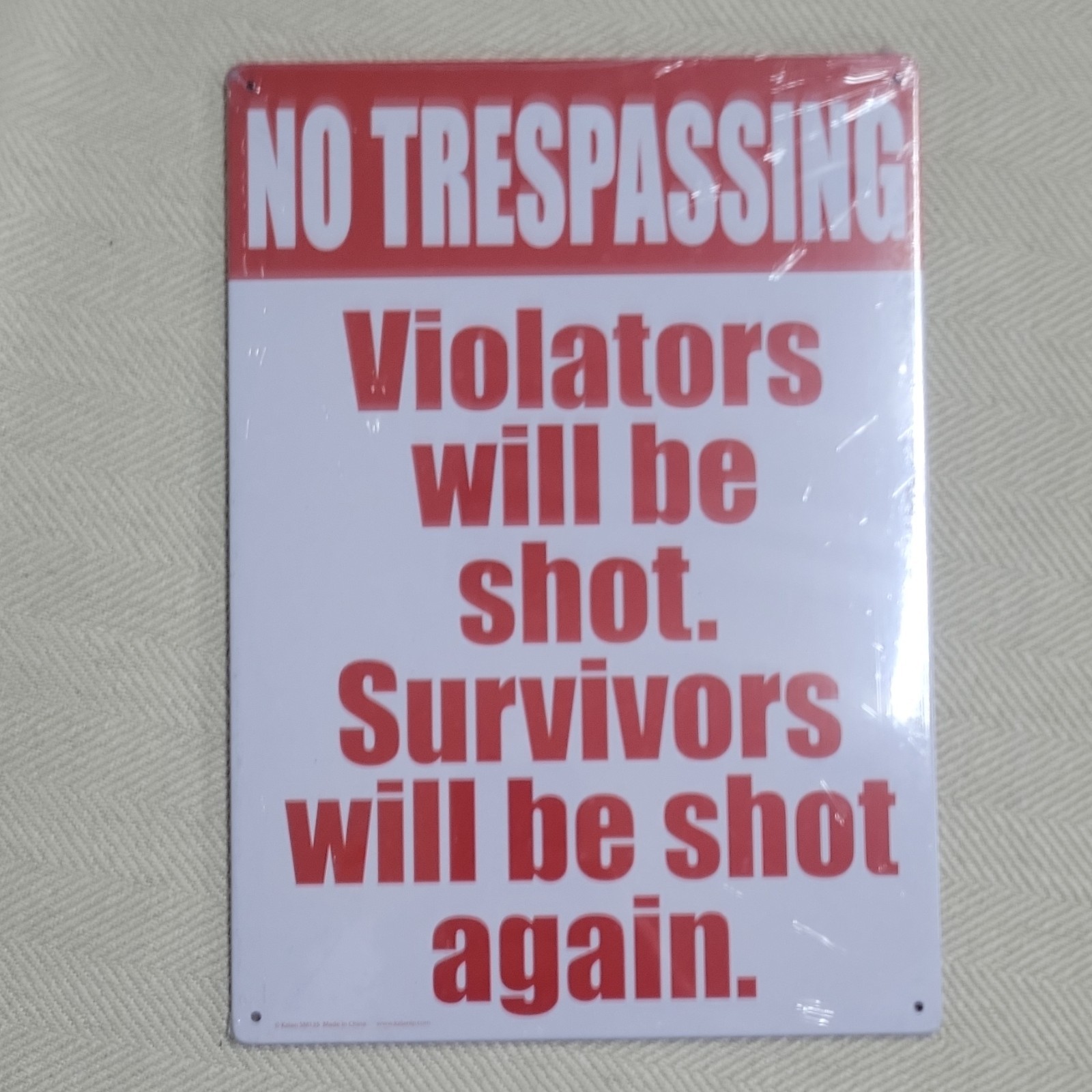 Kalan Lot of 6 Funny Metal Warning Signs, Humor Novelty, Wall Mounted, Office