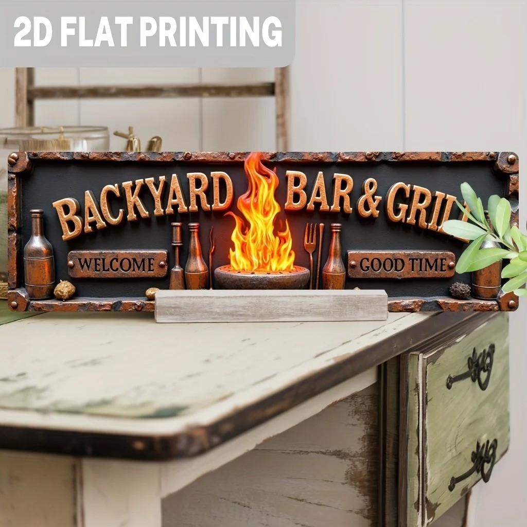 Funny Go On Git Tin Sign Vintage Backyard Bar Grill Rustic Metal Wall Decor 2D