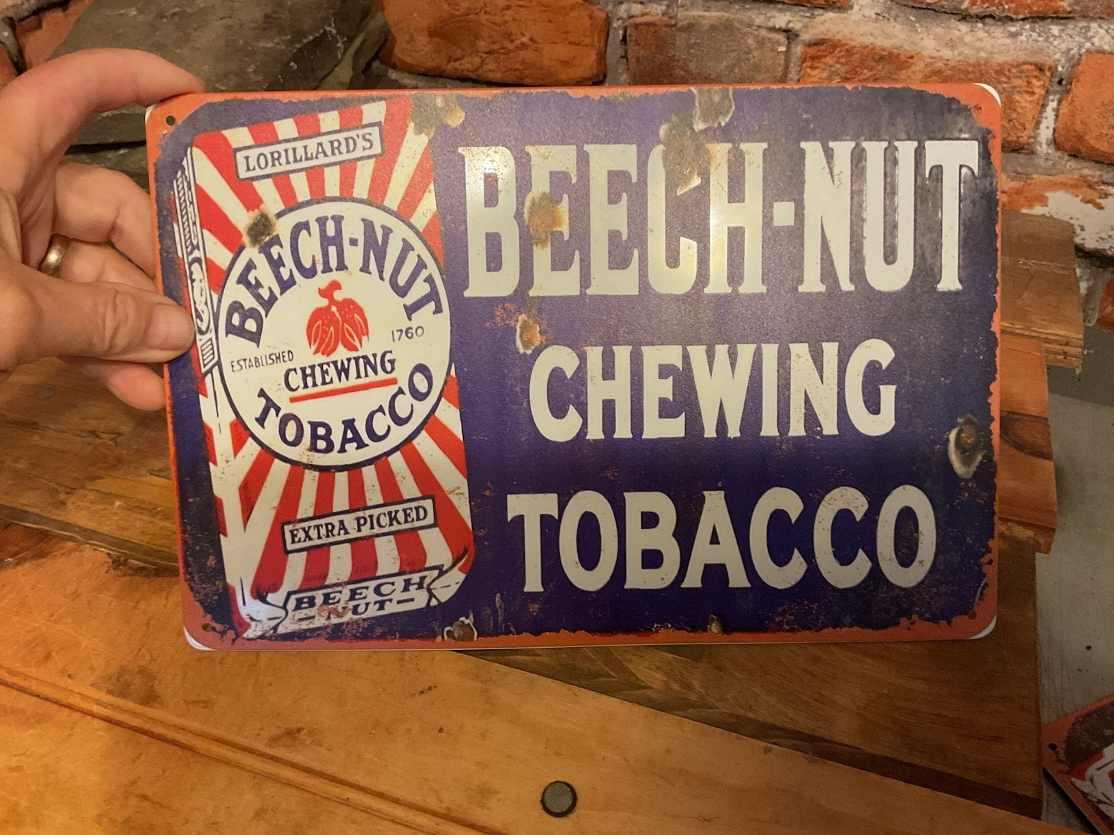 12″x8″ Retro Patina Style “Beachnut Tabacco” Adveertising Sign…Ships Free!
