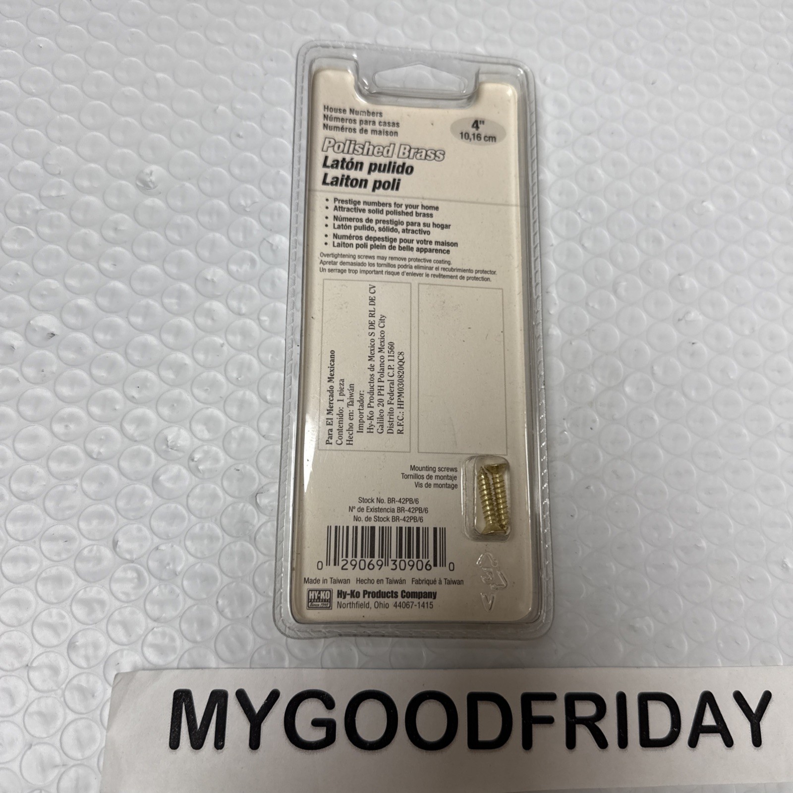 Hy-Ko Address House# Polished Brass 4″ BR-42PB -You Pick # (No #7,#0 On Line #2)