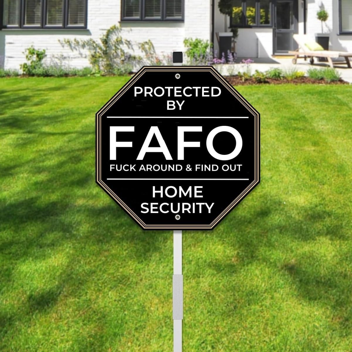 FAFO Security Sign 10 x 10 Reflective Metal Yard Warning Sign with Lawn Stake