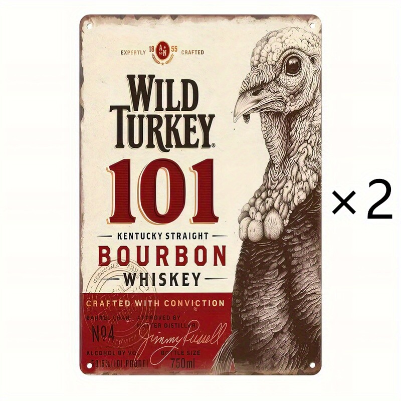 1pc Vintage Wild Turkey Bourbon Tin Metal Signs – Rustic Retro Decor for Home, B