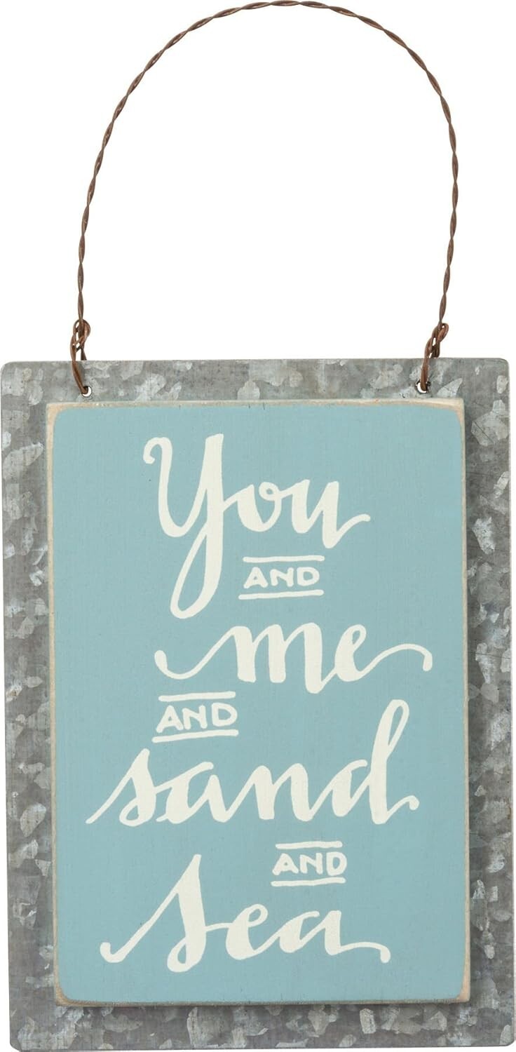 You and Me Sand and Sea Hanging Sign Primitives By Kathy Beach 4in x 5.5in