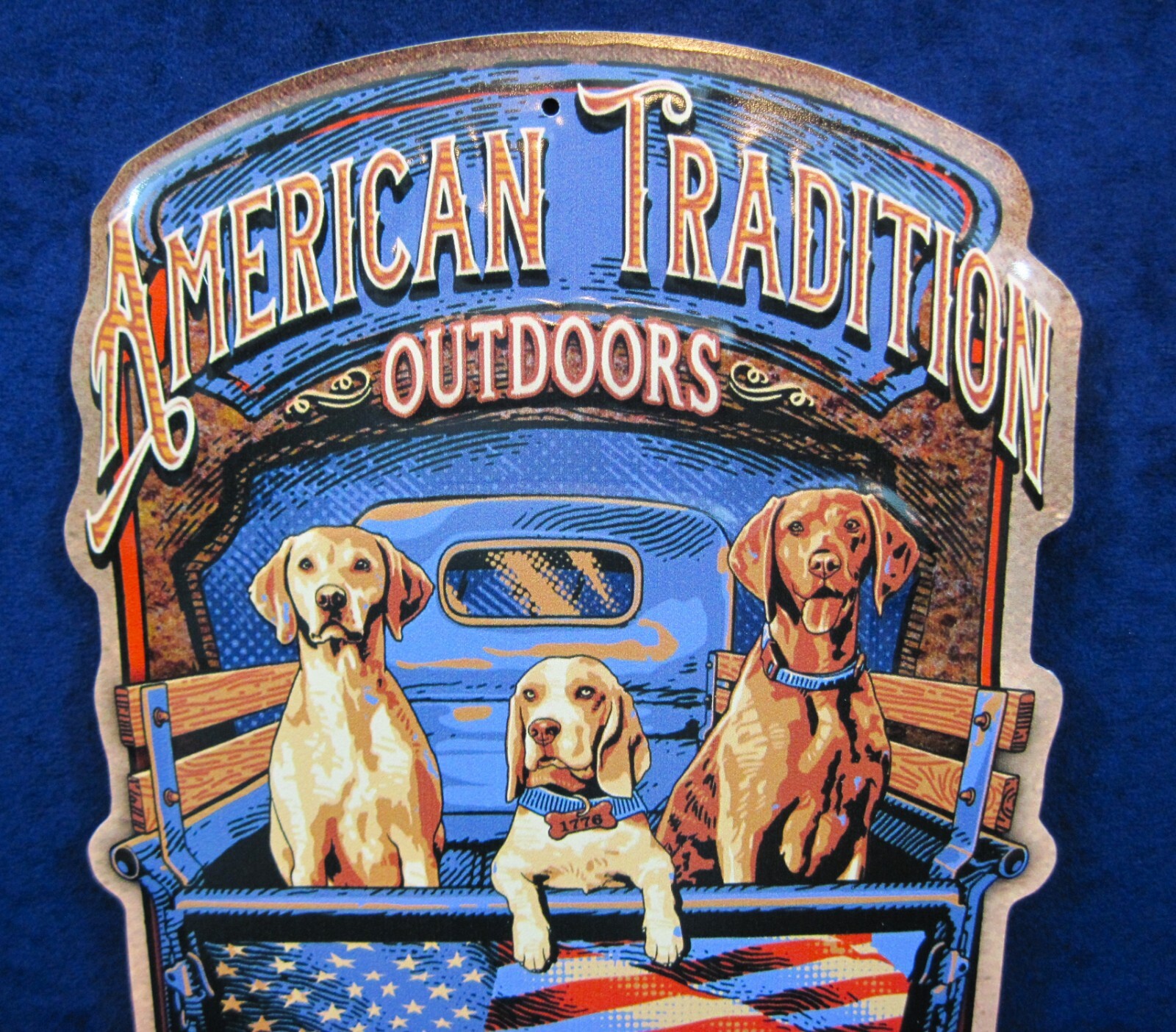 AMERICAN TRADITION -*US MADE*- Die-Cut Embossed Metal Sign – Man Cave Bar Décor