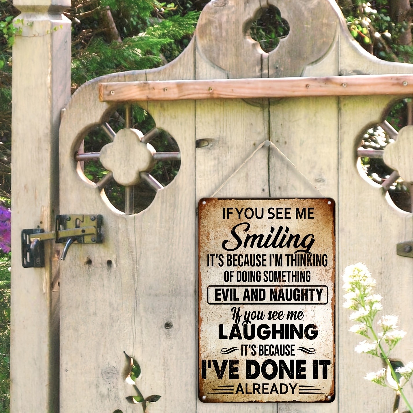 If You See Me Smiling Quote Vintage Metal Sign Wall Art Hanging Decoration Gift