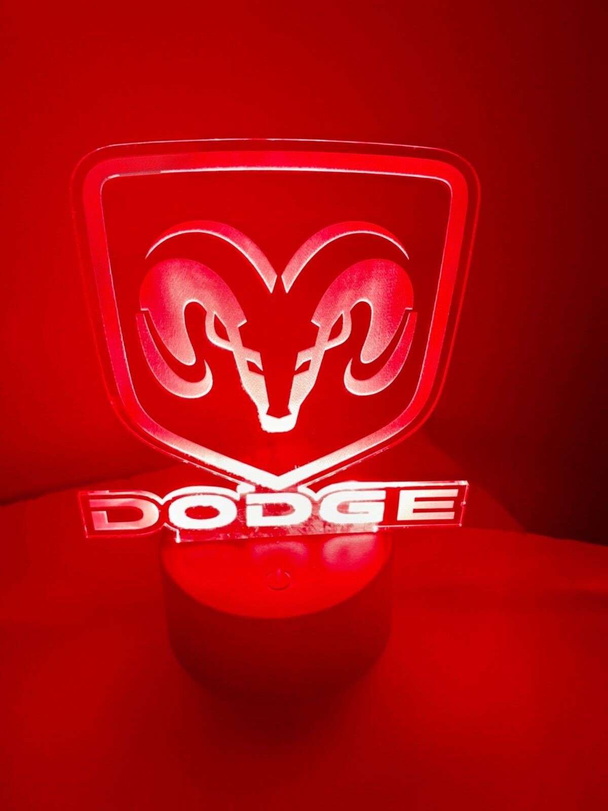 Edge Lit Dodge Tabletop Sign, Multi-Colored LED, Laser Etched, Art, Night Light