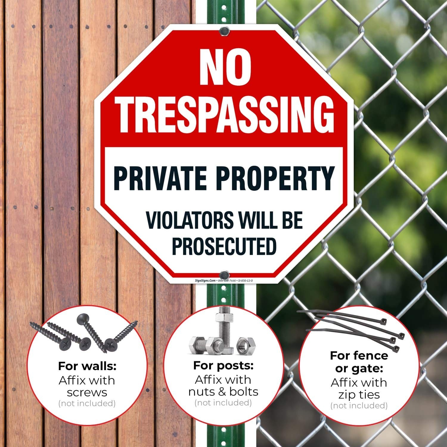 Durable 12×12 Aluminum No Trespassing Signs – 4 Pack for Secure Property Marking