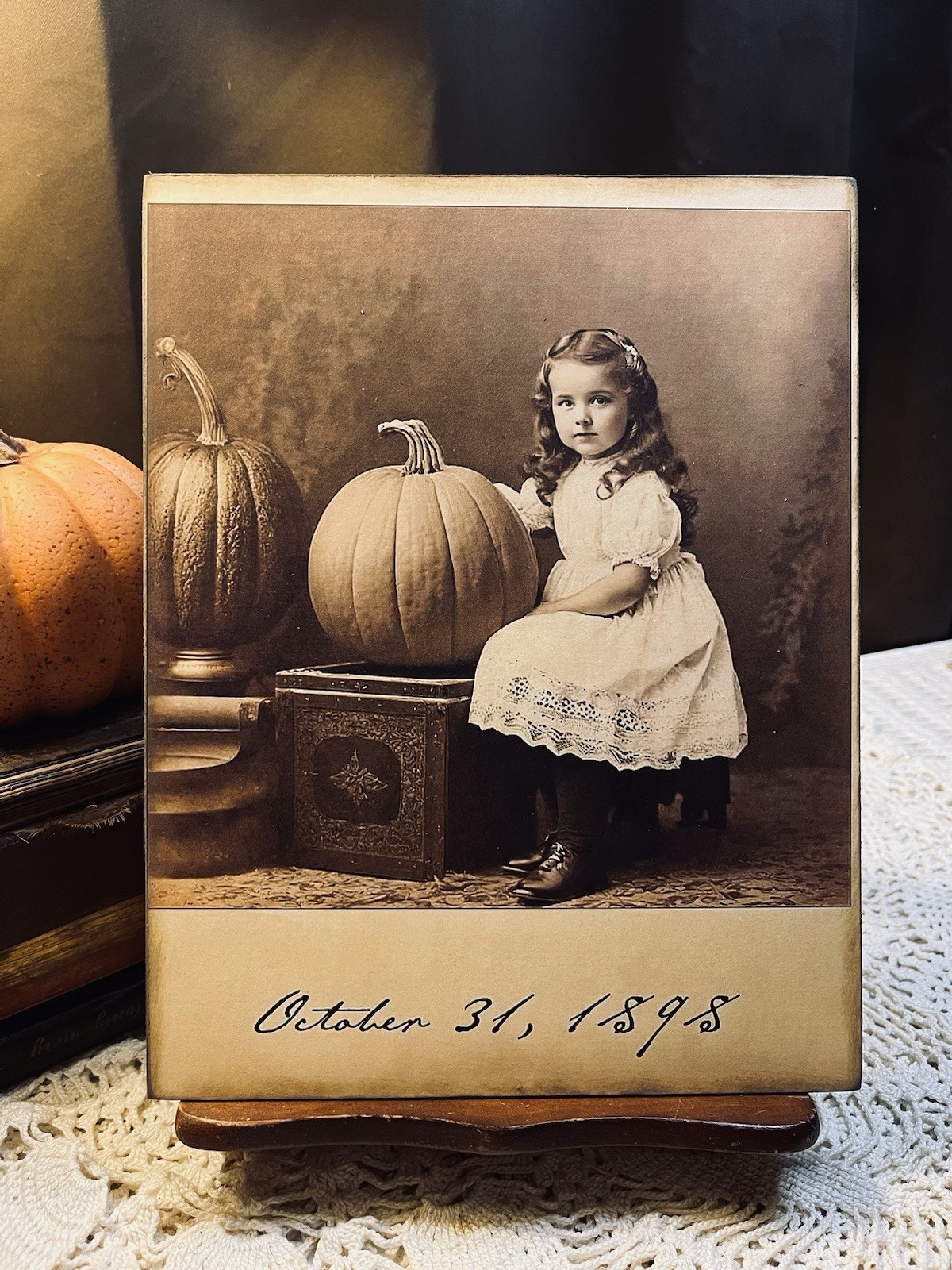 Halloween, October 31st 1898, Vintage Style Portrait, Handcrafted Plaque #1