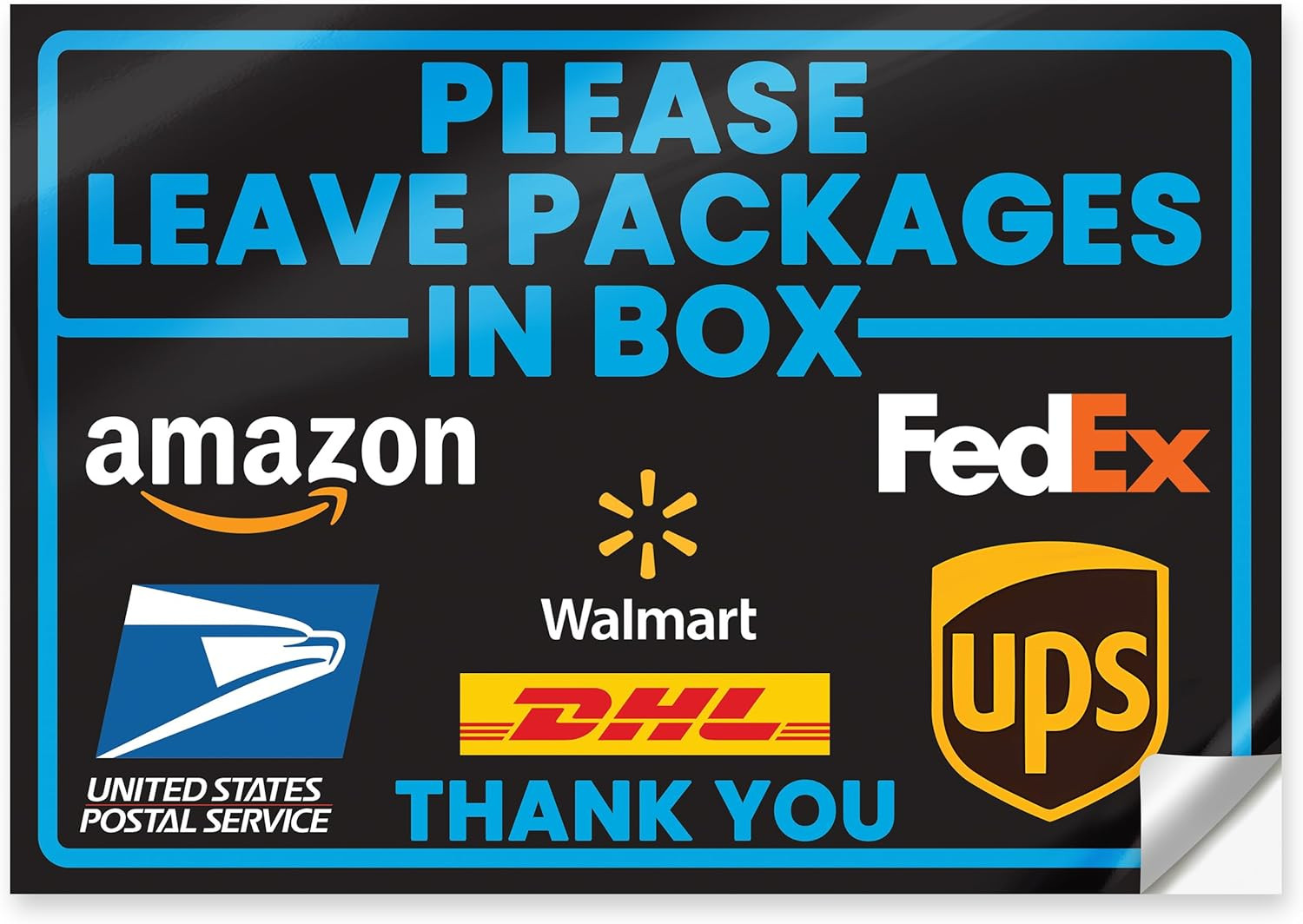 Leave Packages in Box Sticker, 10 X 7 Inch Reflective Package Delivery Sign with