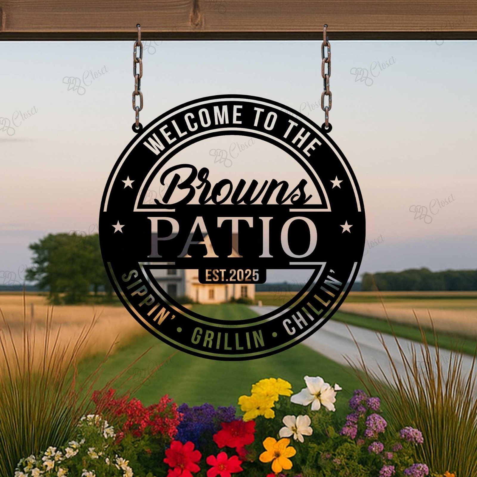 Custom Patio Metal Sign, Patio Lounge Sign, Personalized Family Name Sign