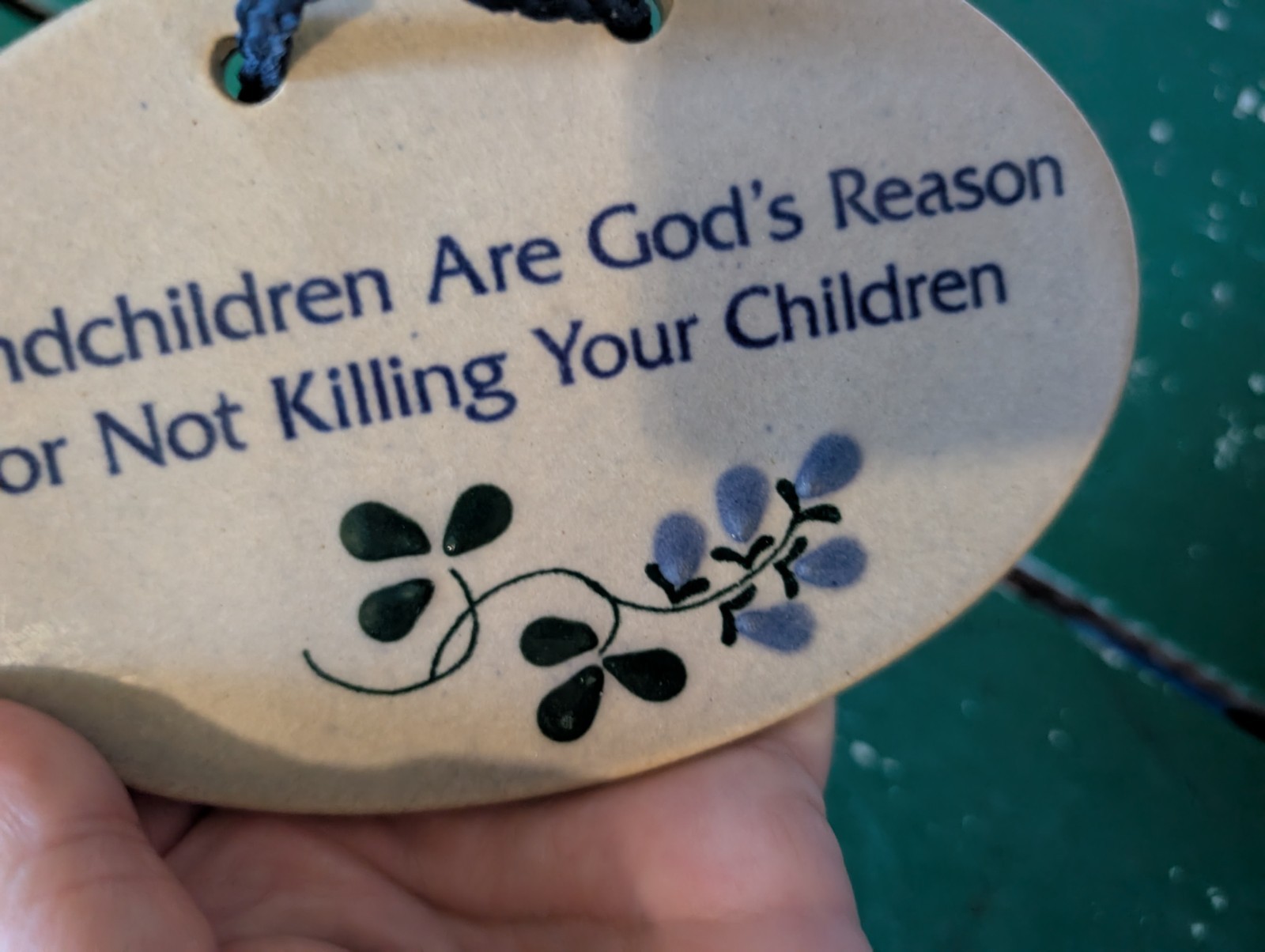 Mountaine Meadows Pottery Hanging Sign Grandchildren Are God’s Reason…5.5 In
